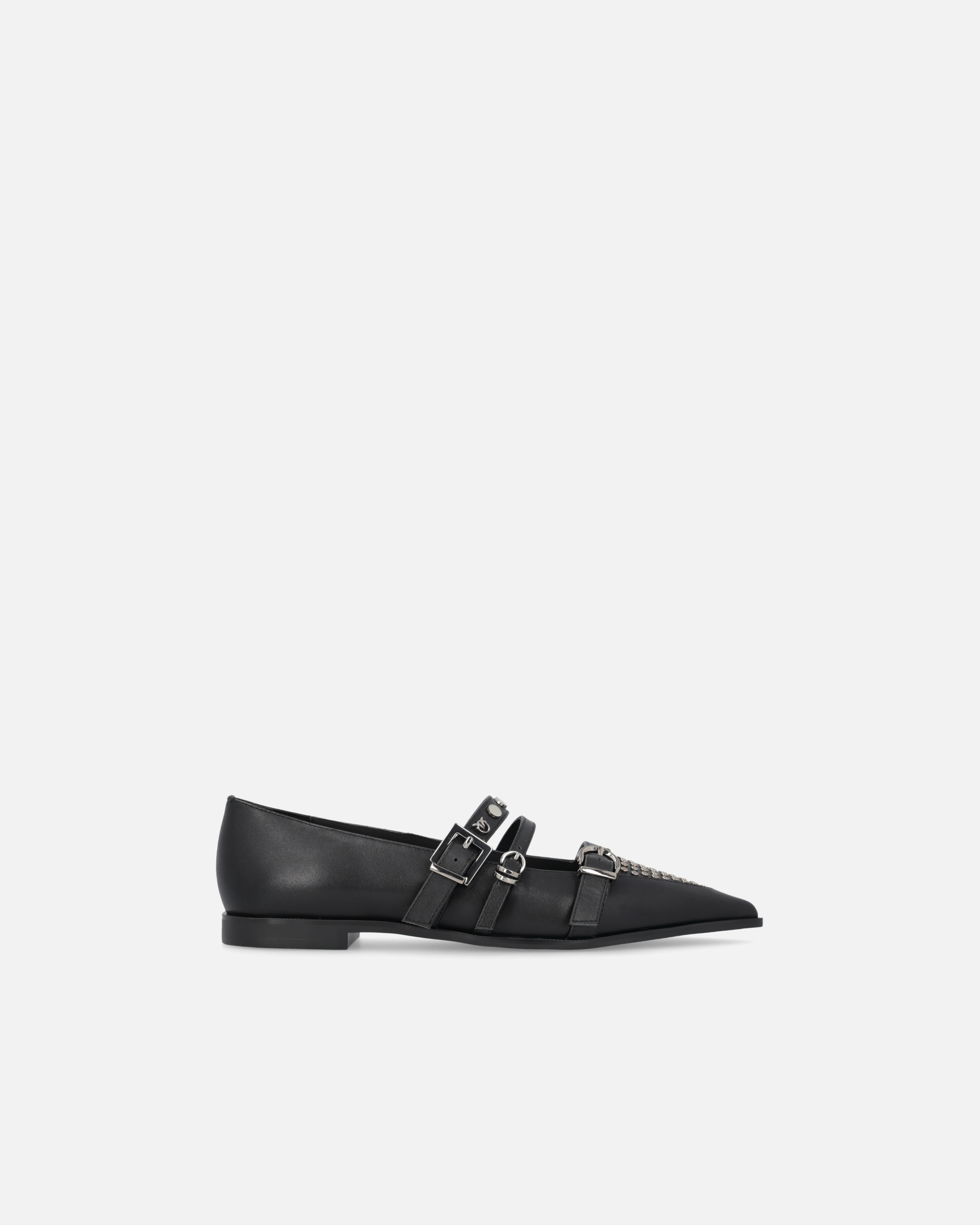 Pinko Ballerines À Bout Pointu En Cuir Clouté In Black