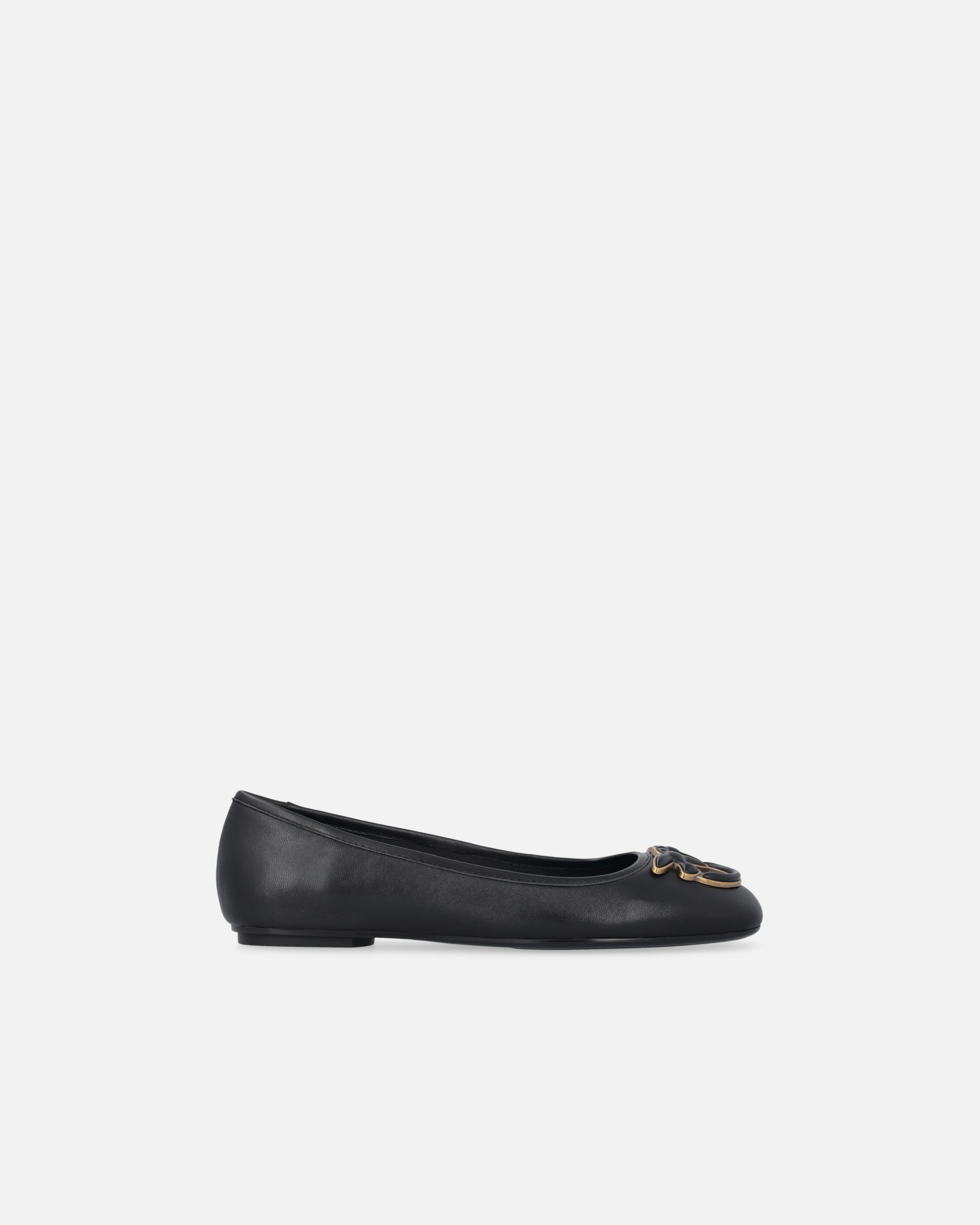 Pinko Flat Nappa Leather Ballet Flats With Love Birds Logo In Black
