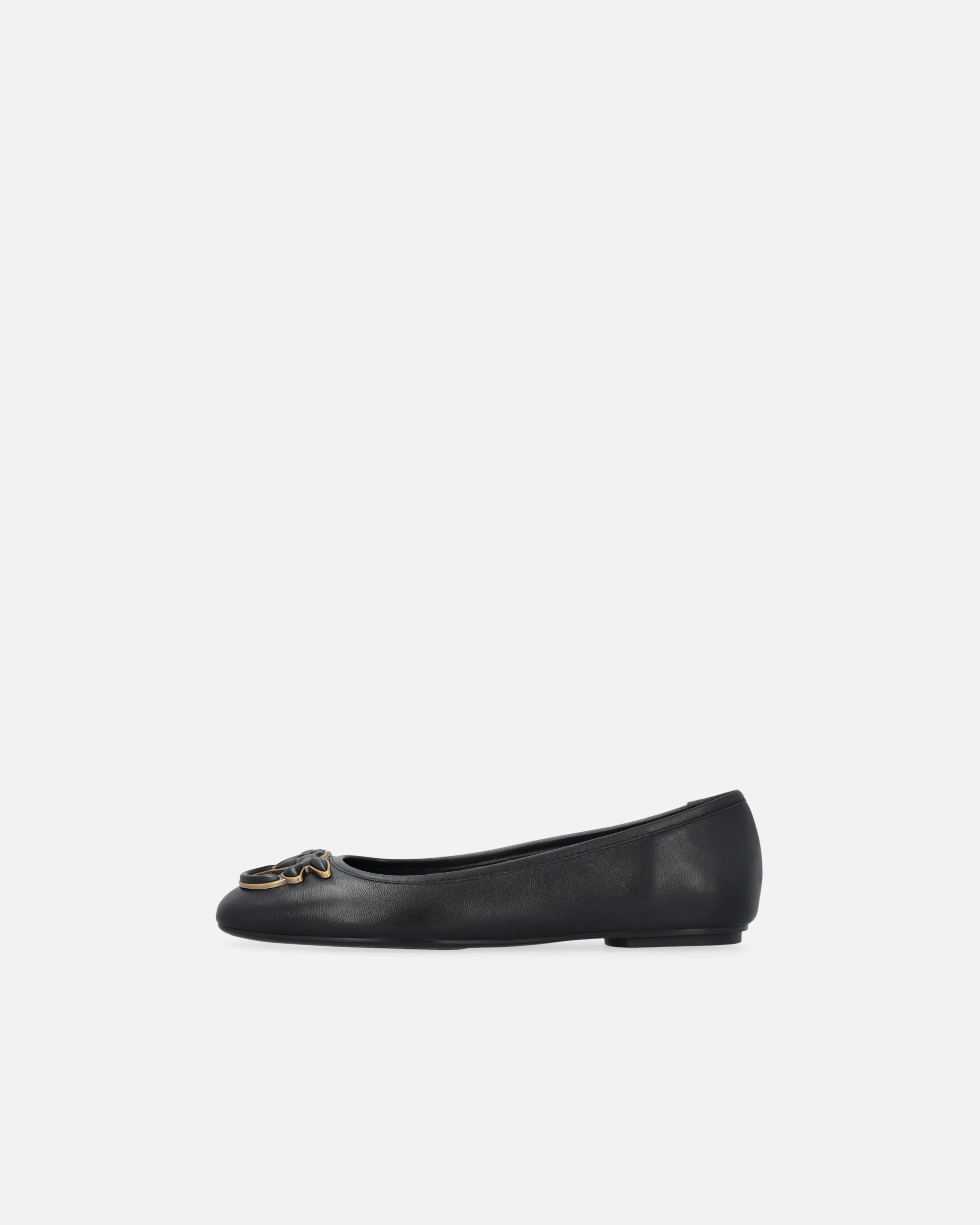 Pinko Flat Nappa Leather Ballet Flats With Love Birds Logo In Black