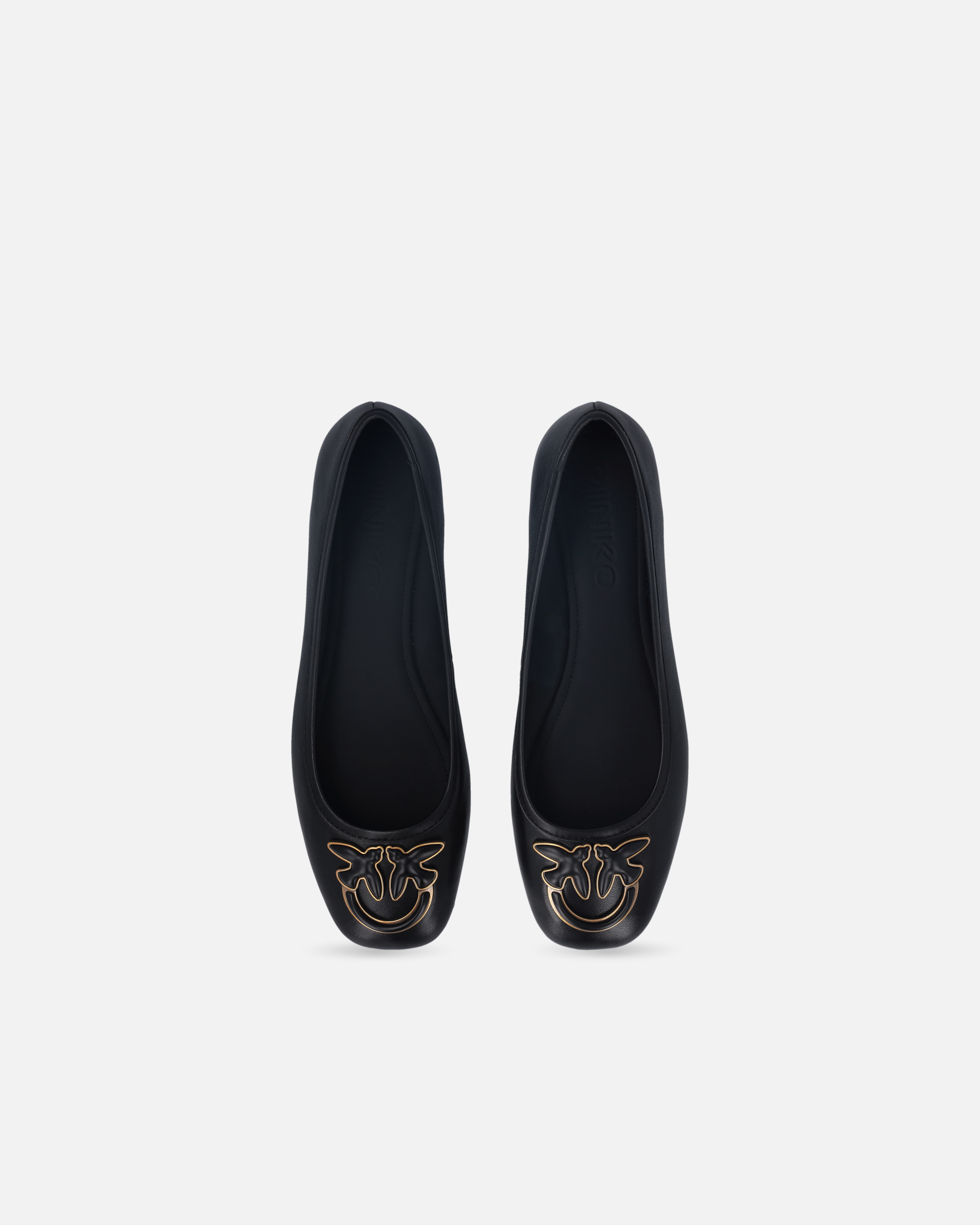 フラットシューズ LOGO LEATHER BALLET FLATS Logo leather ballet flats in black - Miu Miu | Mytheresa