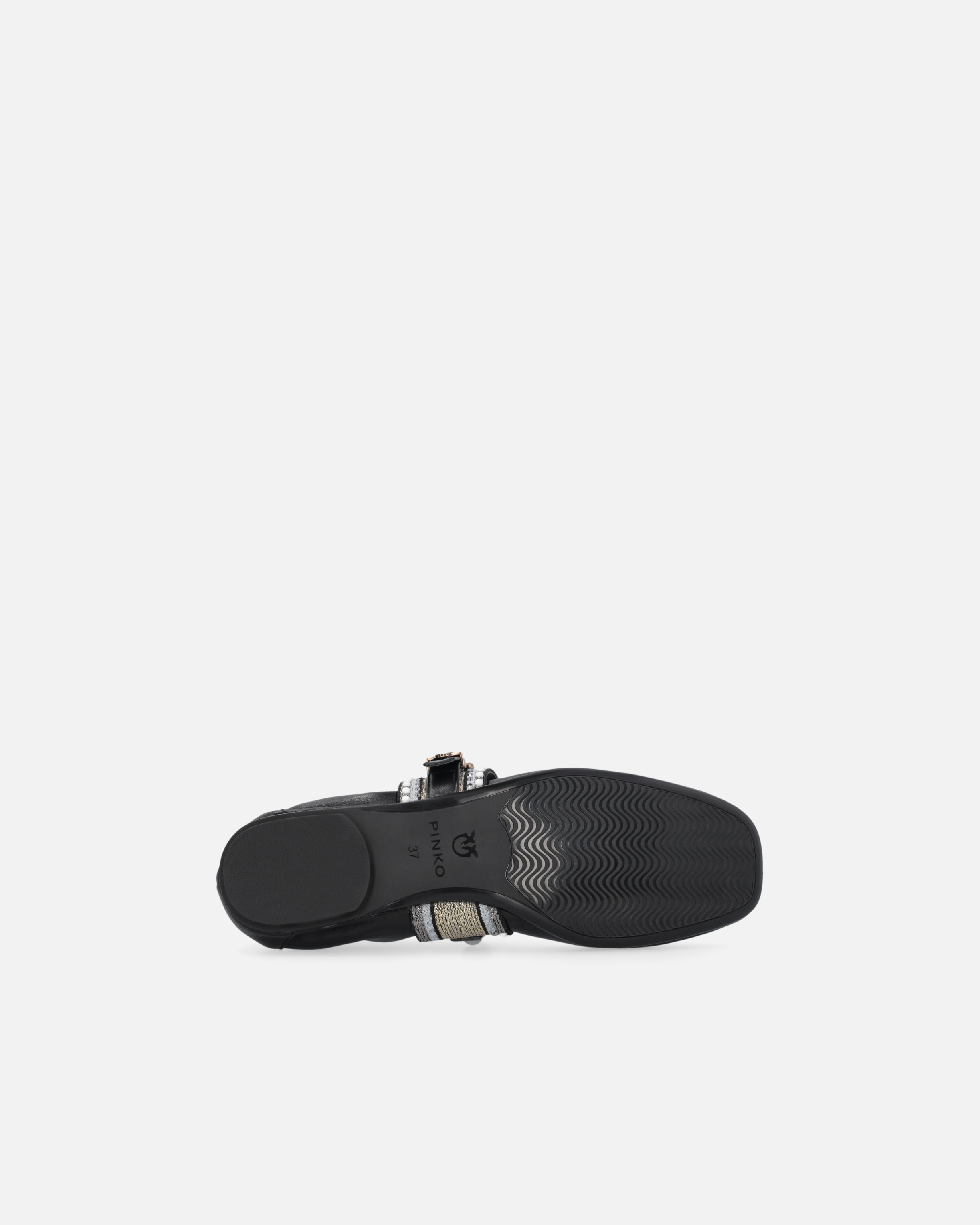Pinko Flat Ballet Flats In Nappa Leather With Pearls In Black
