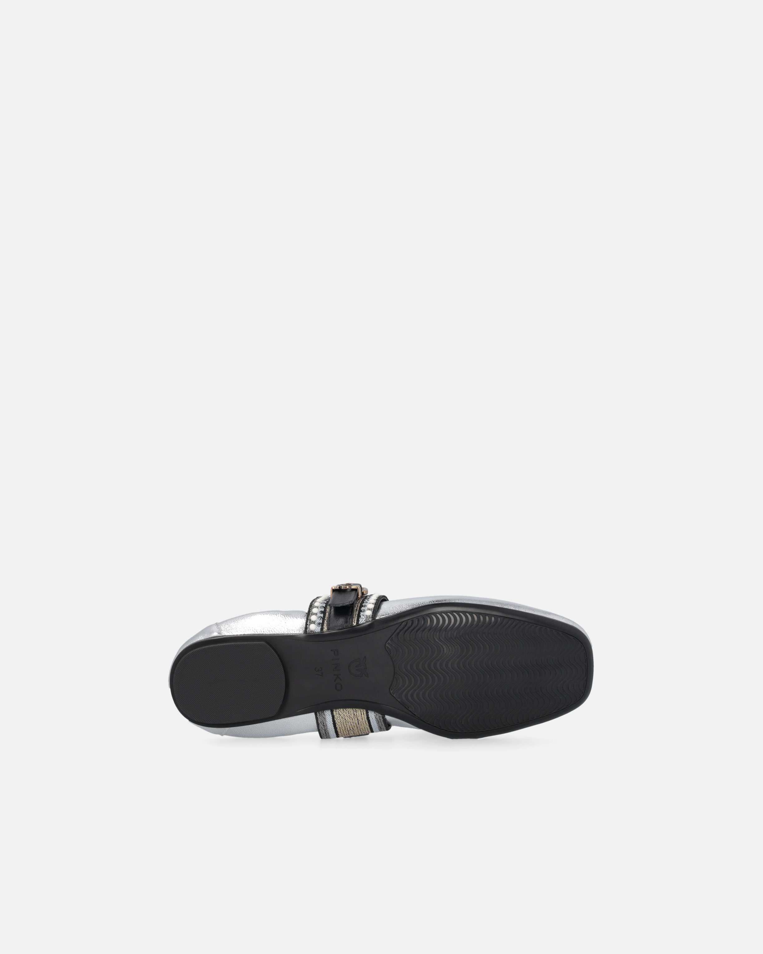 Pinko Laminated Leather Ballerinas With Jewel Band In Silver