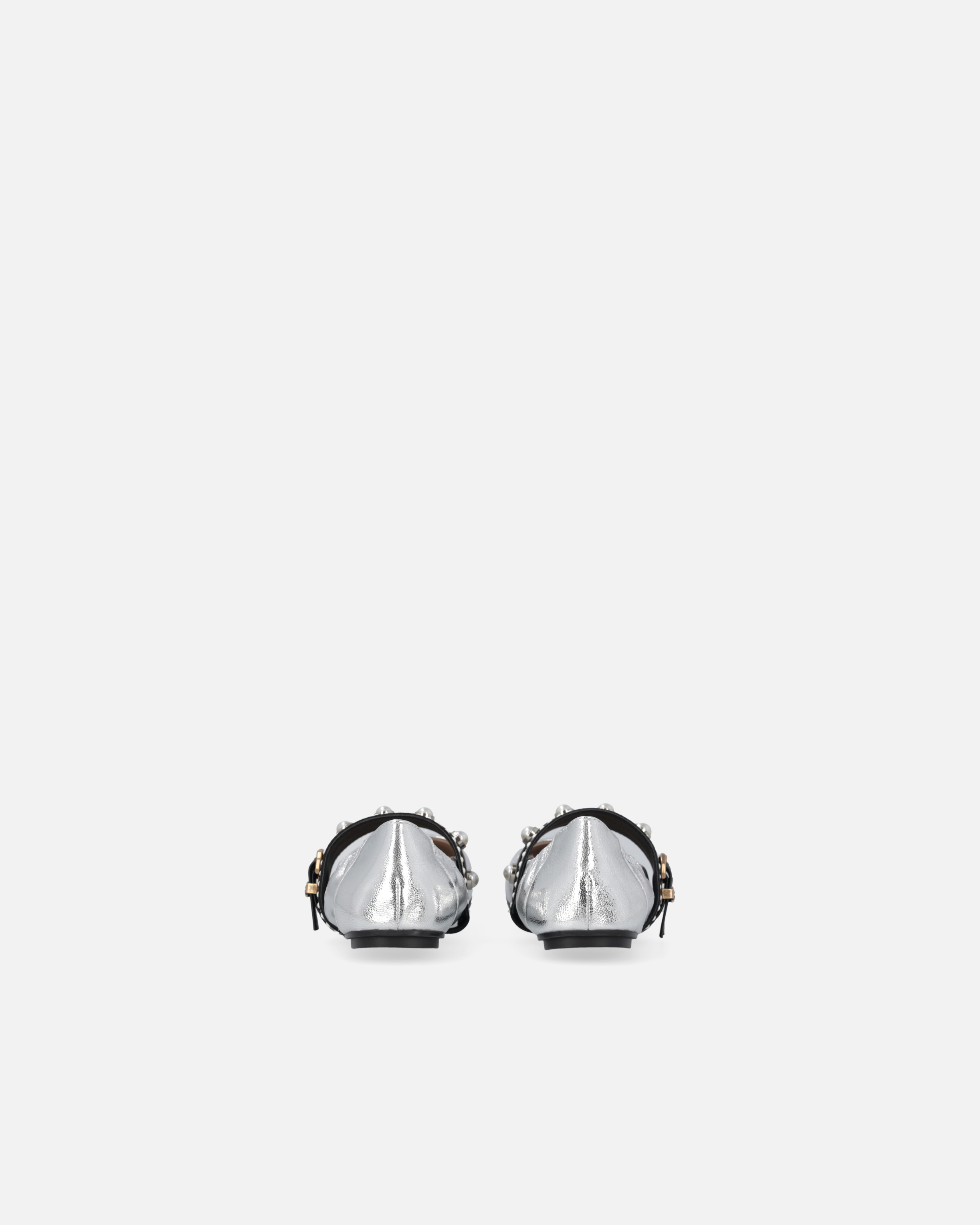 Pinko Laminated Leather Ballerinas With Jewel Band In Silver
