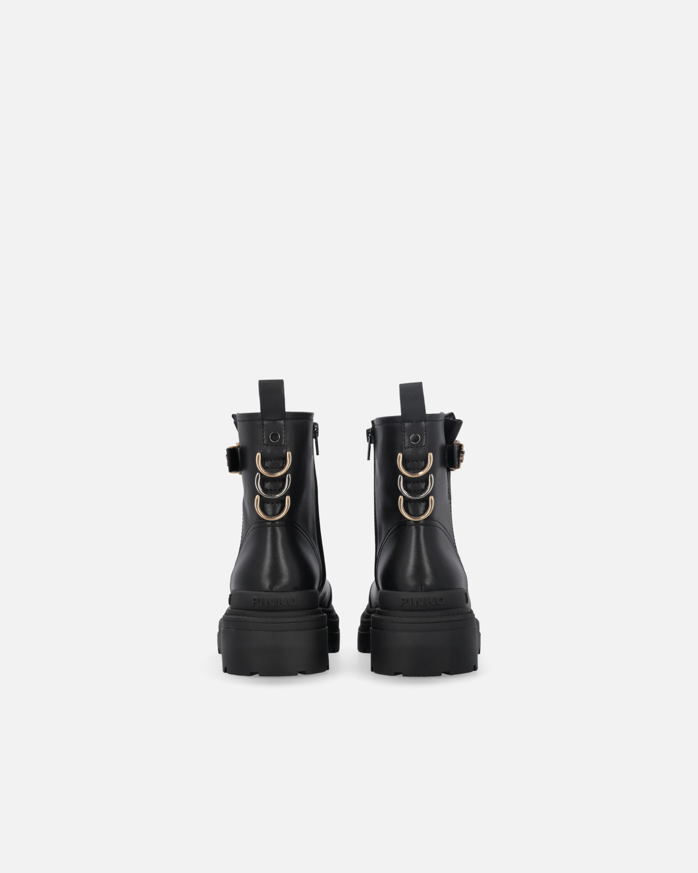 Pinko Leather Booties With Love Birds Logo In Black