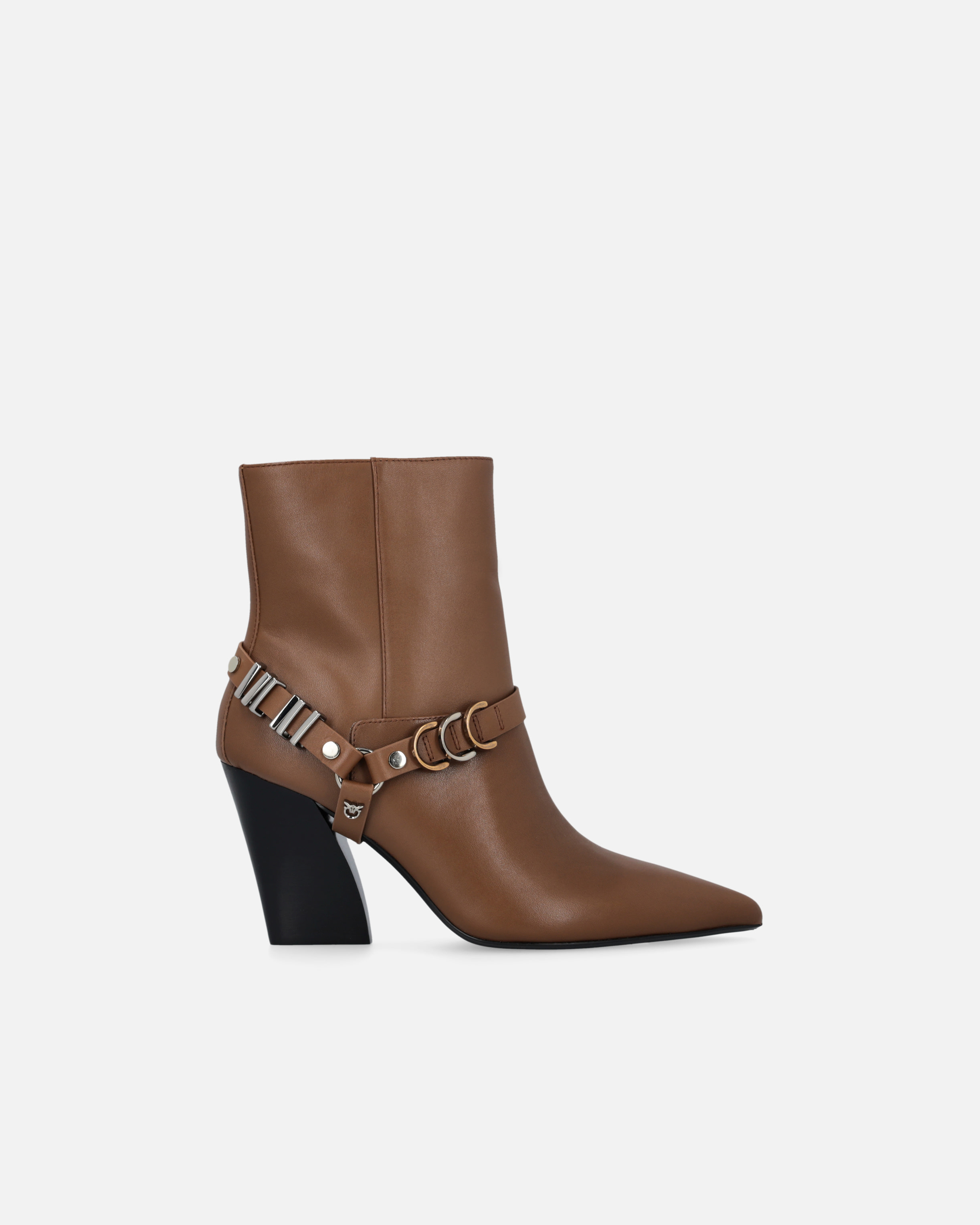 Pinko 85mm Leather Boots In Brown