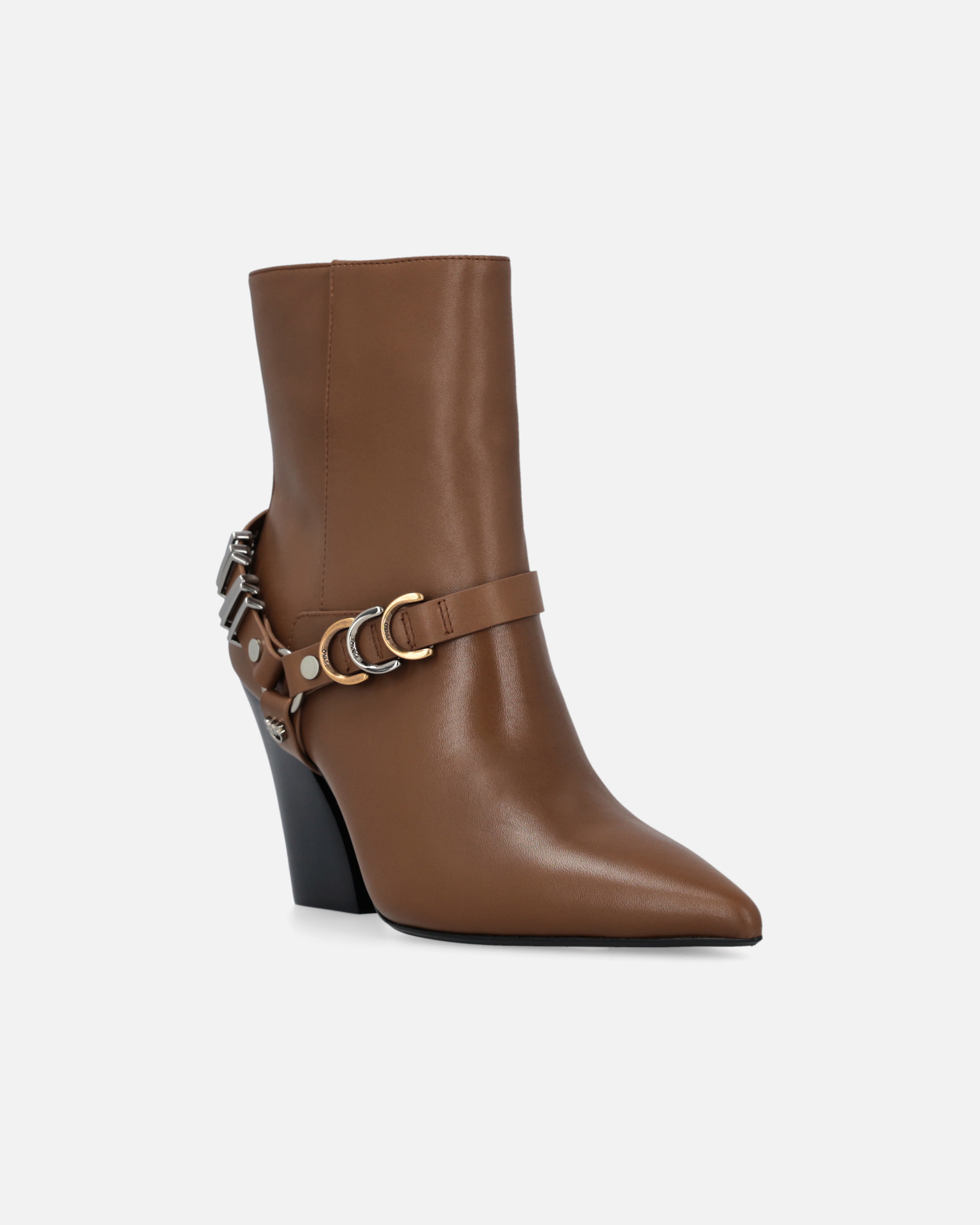 Pinko 85mm Leather Boots In Brown