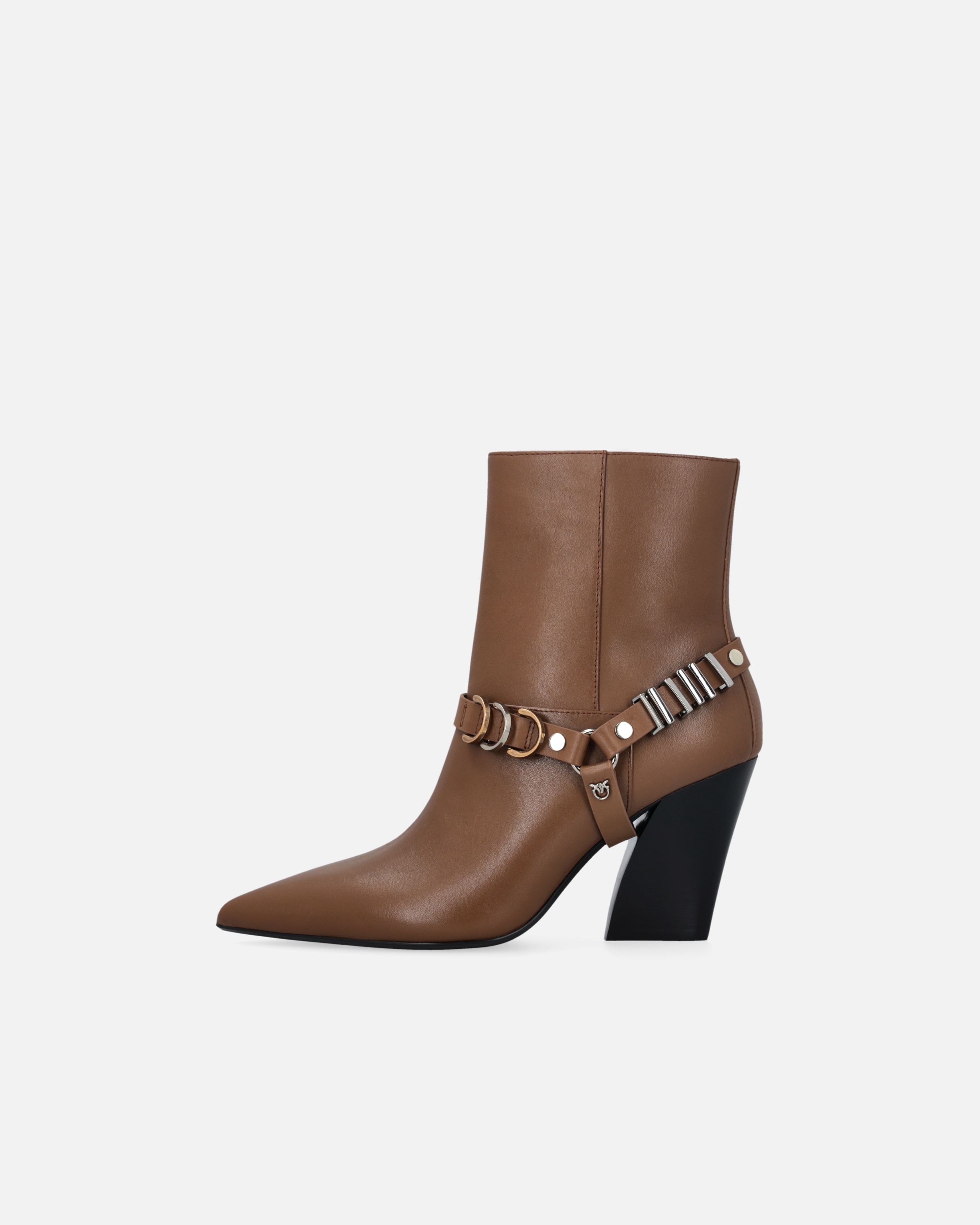 Pinko 85mm Leather Boots In Brown