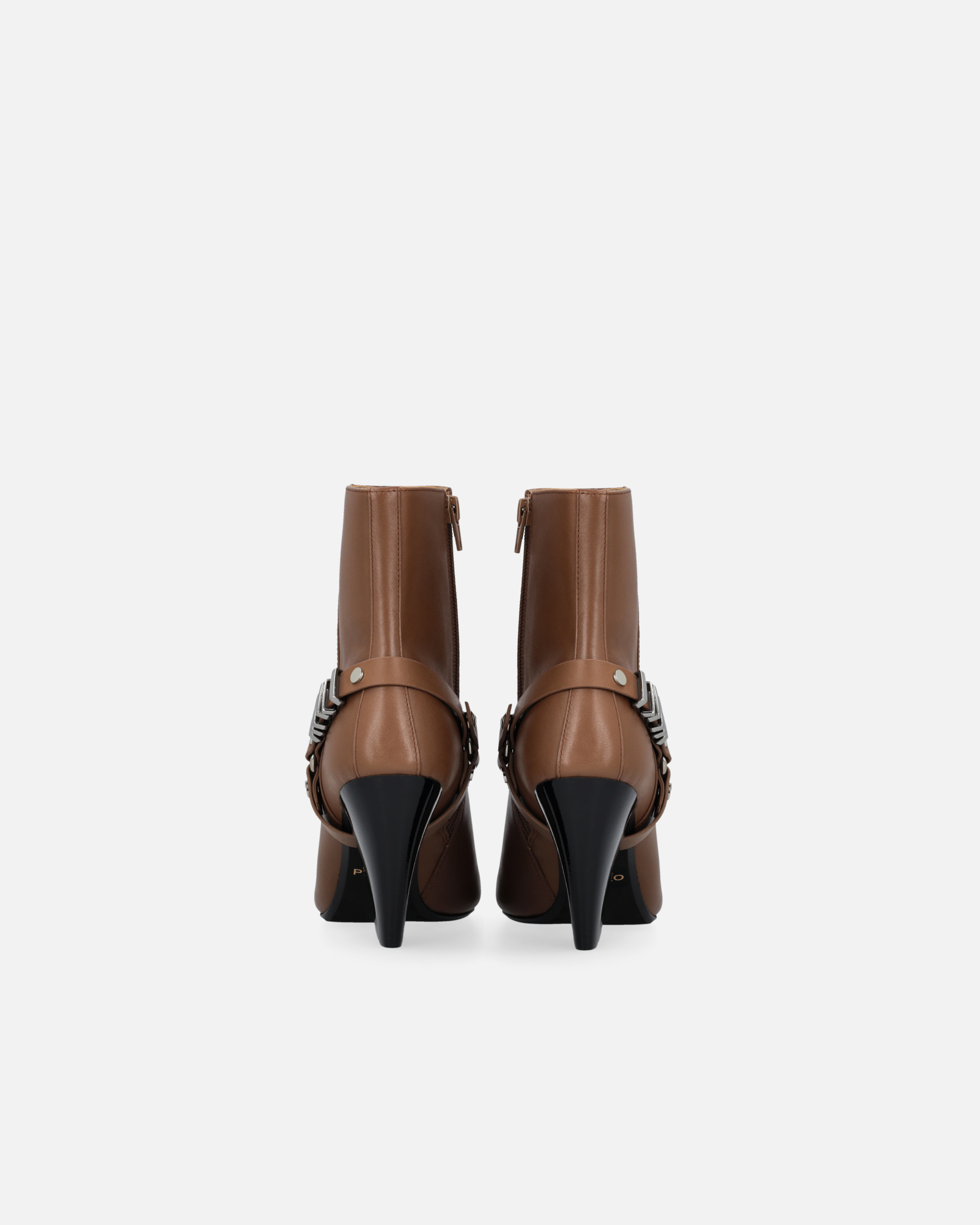 Pinko 85mm Leather Boots In Brown