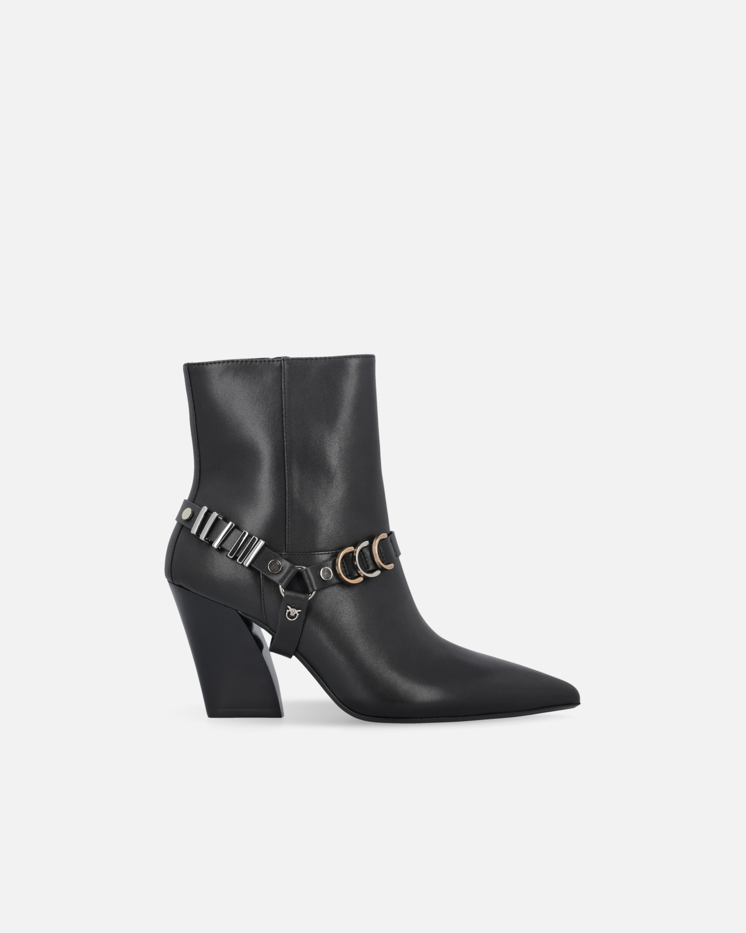 Love Birds 徽标金属嵌花短靴 - 黑色 - large | Pinko 