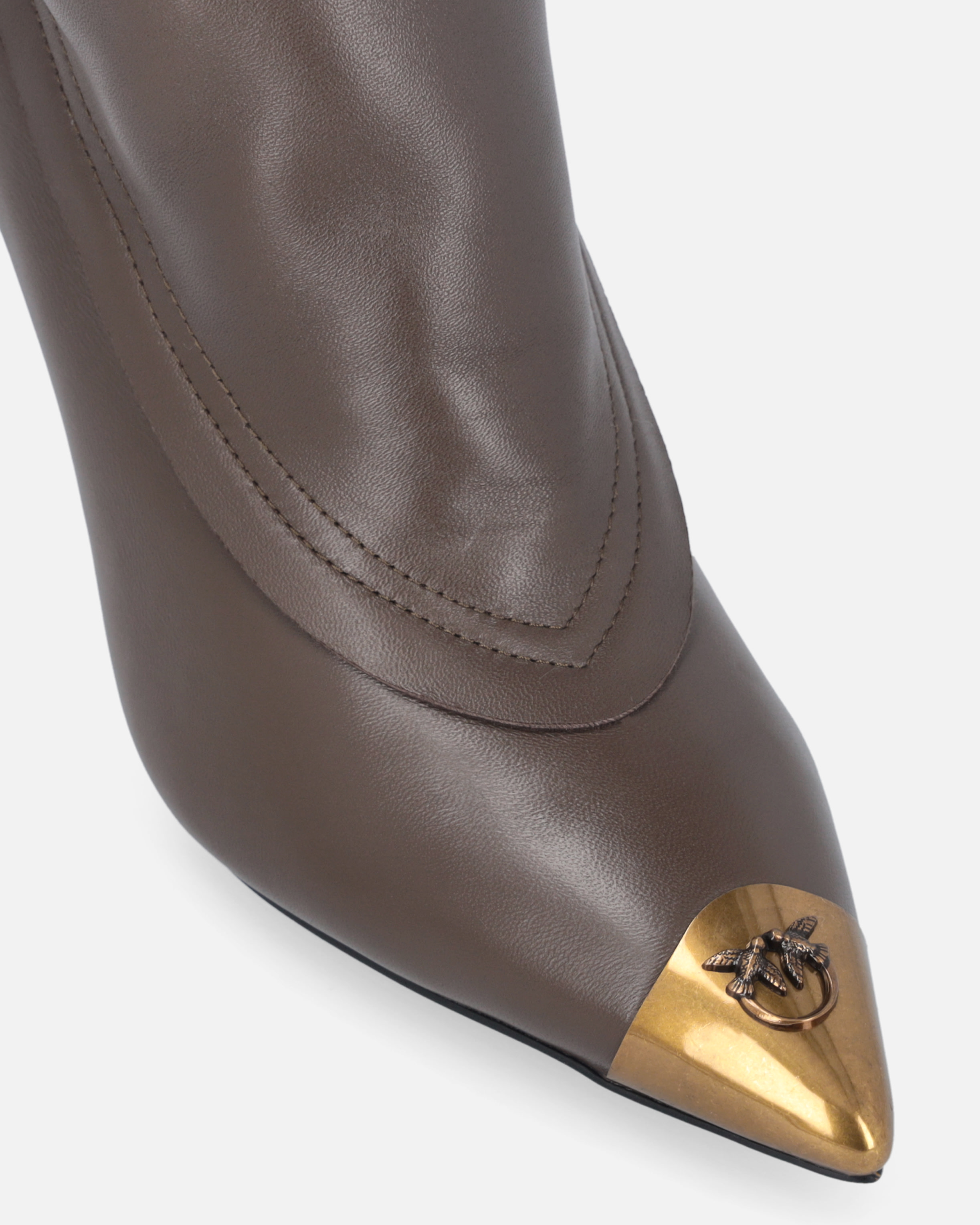 Pinko Booties With Faux Fur And Metal Toe In Brown