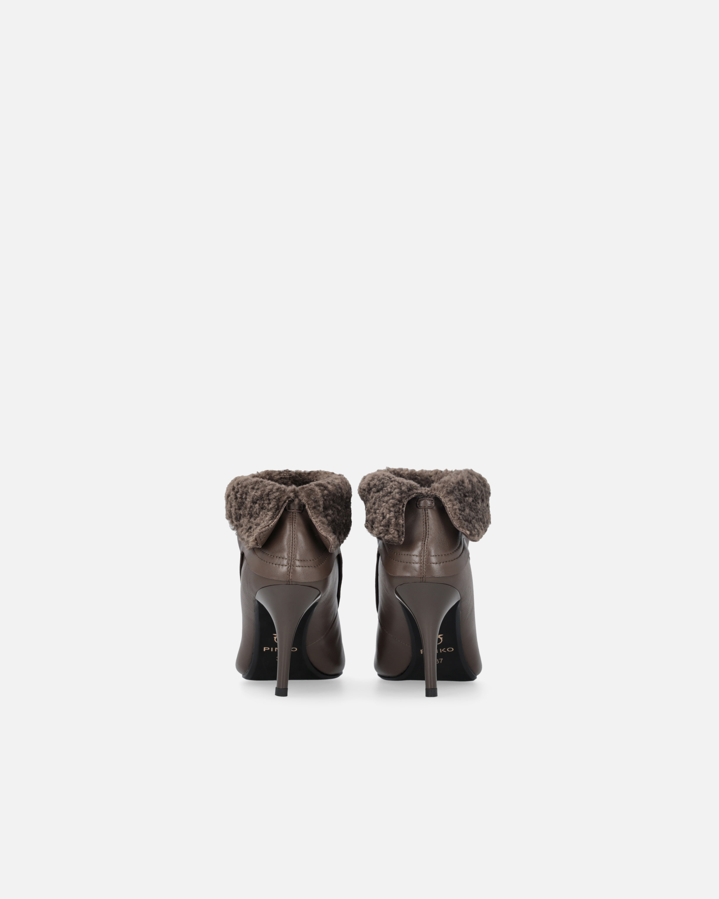 Pinko Booties With Faux Fur And Metal Toe In Brown