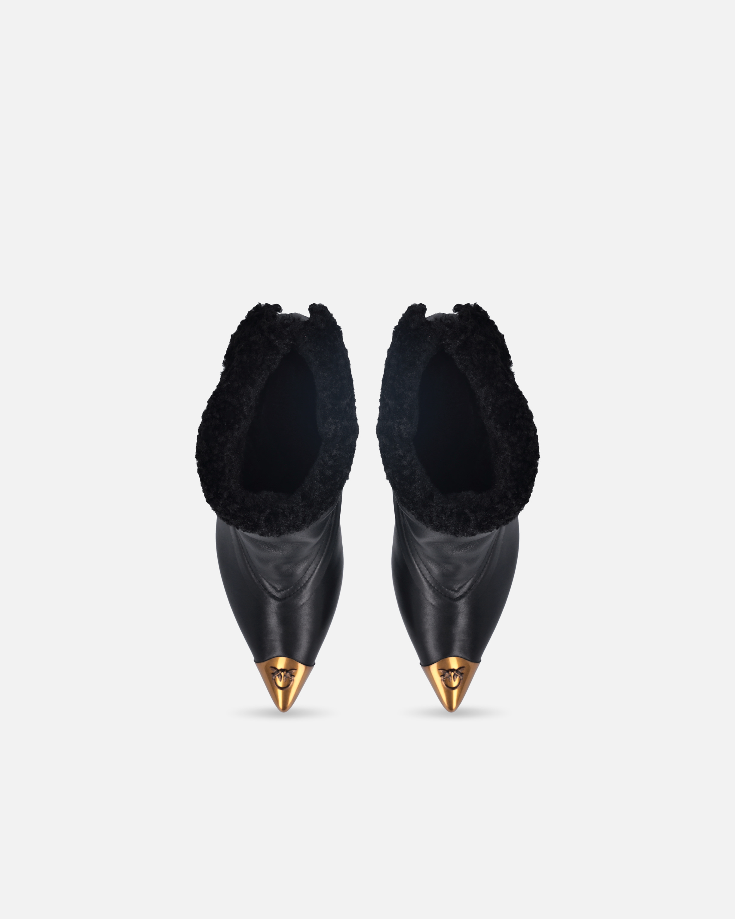 Pinko Booties With Faux Fur And Metal Toe In Black