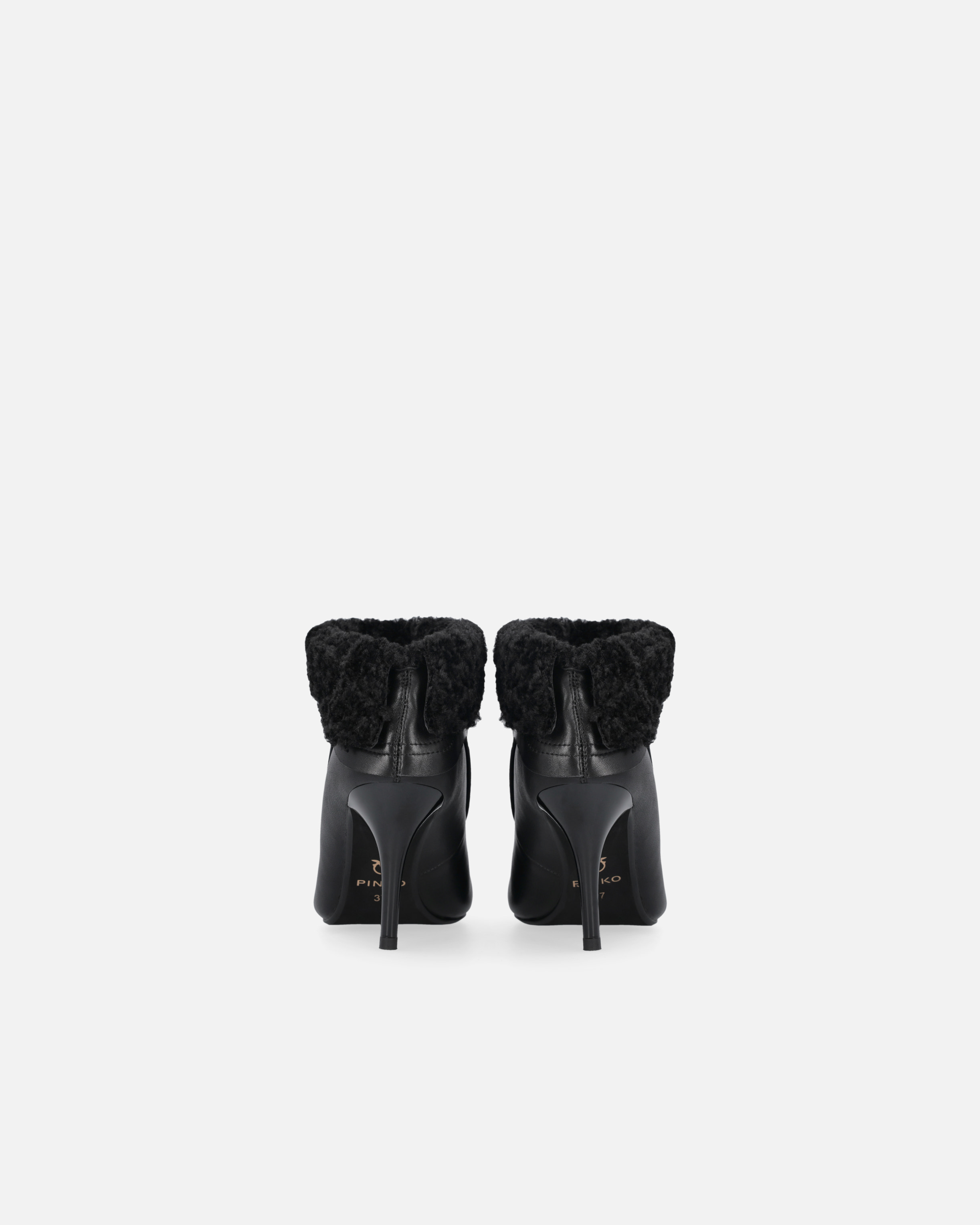 Pinko Booties With Faux Fur And Metal Toe In Black