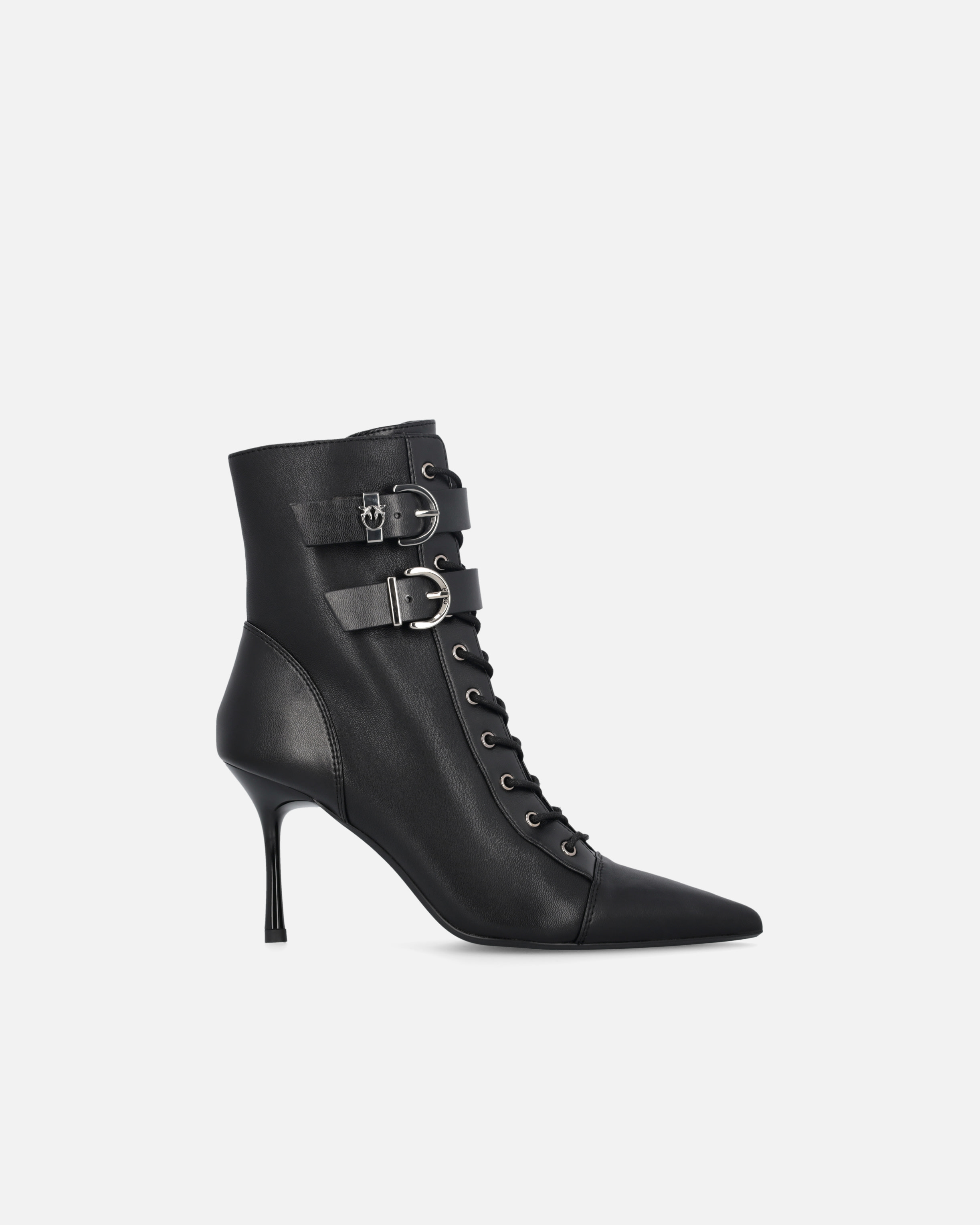 Stiefeletten mit Riemchen und Logo Love Birds - Schwarz - large | Pinko 