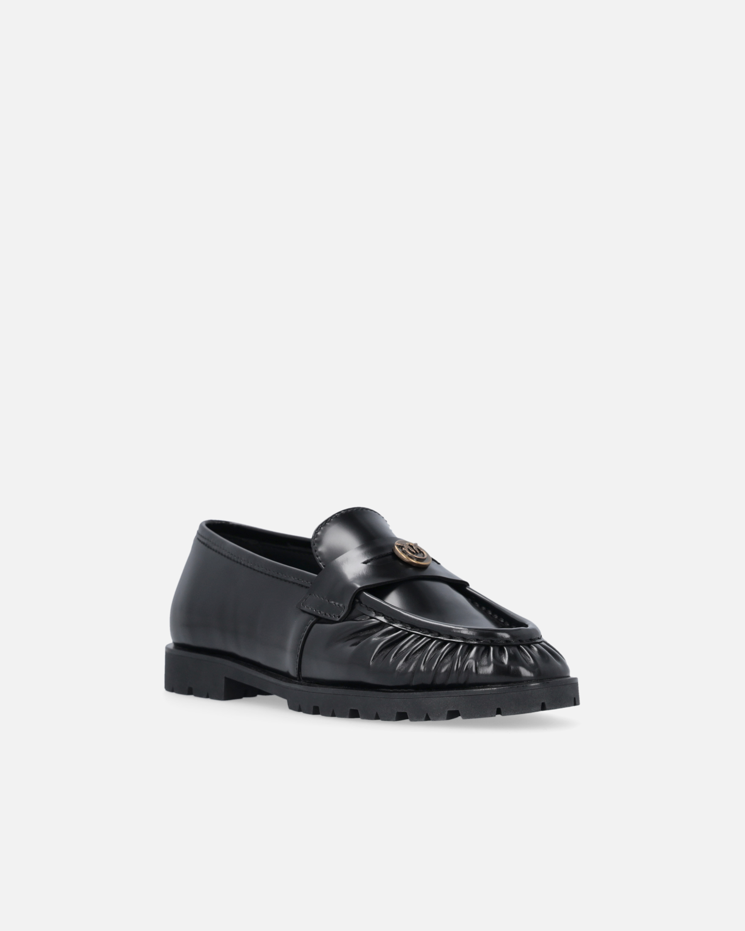 Pinko Moccasins With Love Birds Logo Plaque In Black