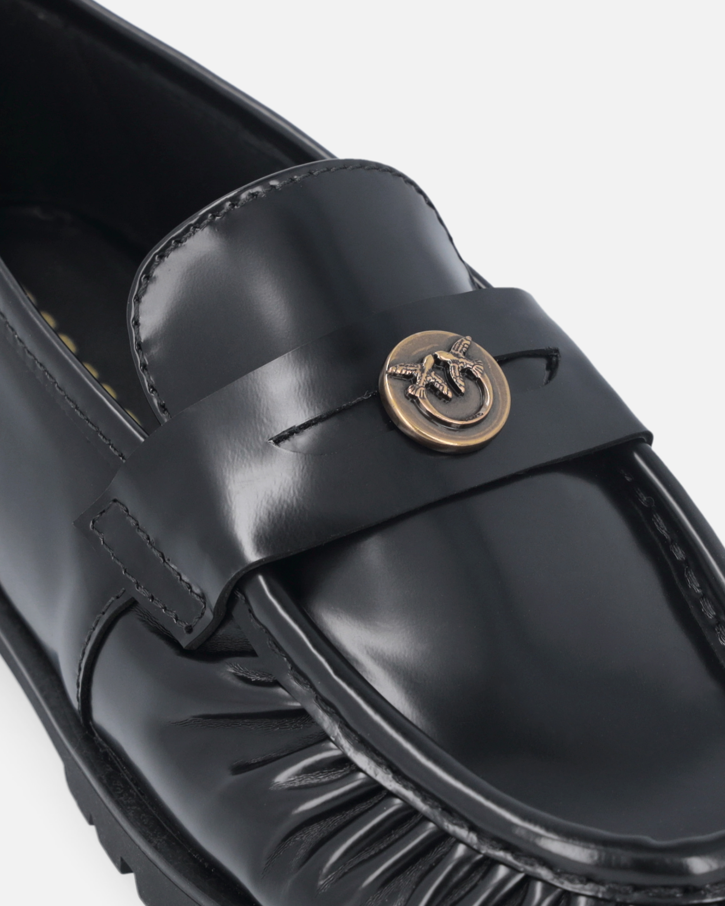 Pinko Moccasins With Love Birds Logo Plaque In Black