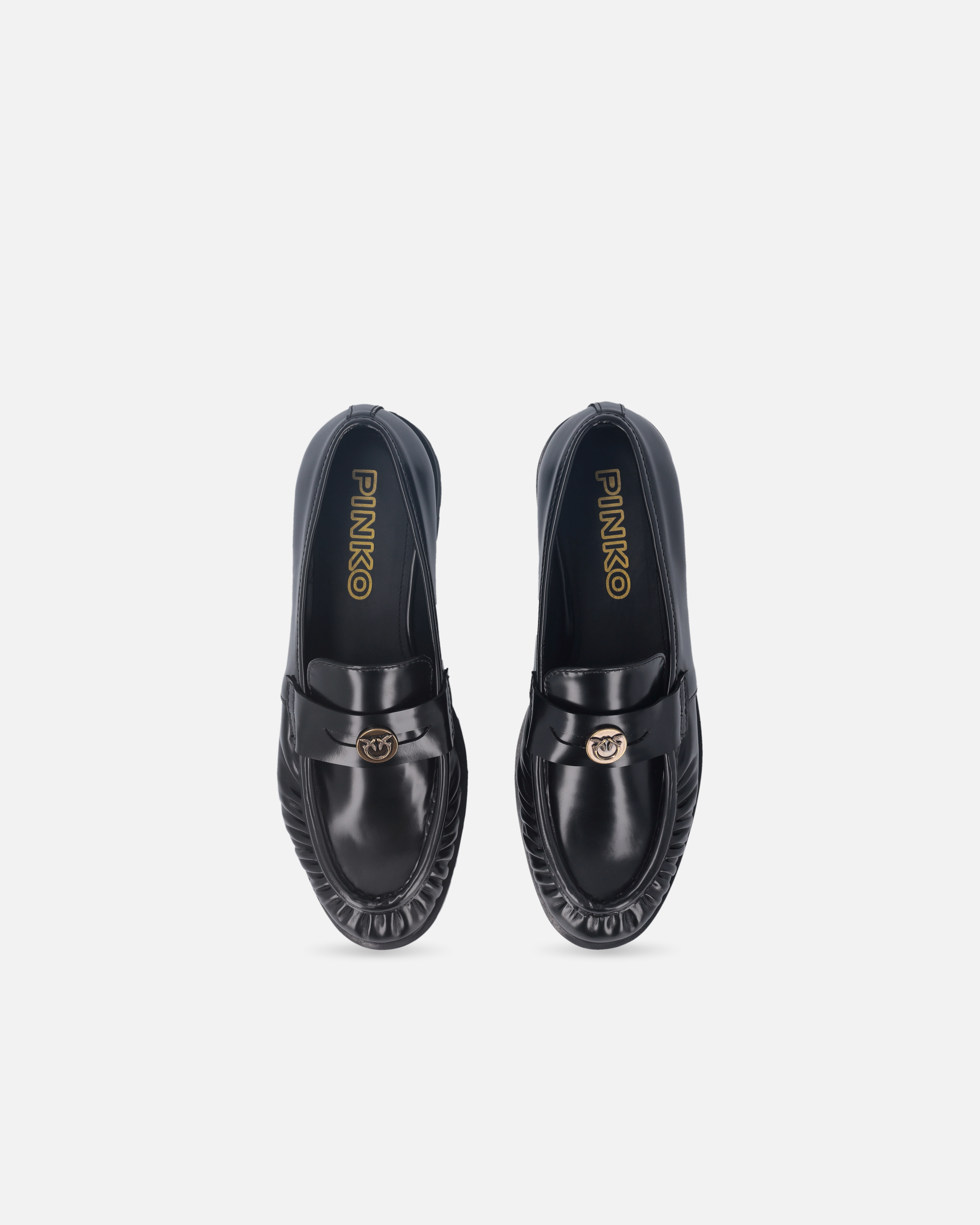 Pinko Moccasins With Love Birds Logo Plaque In Black