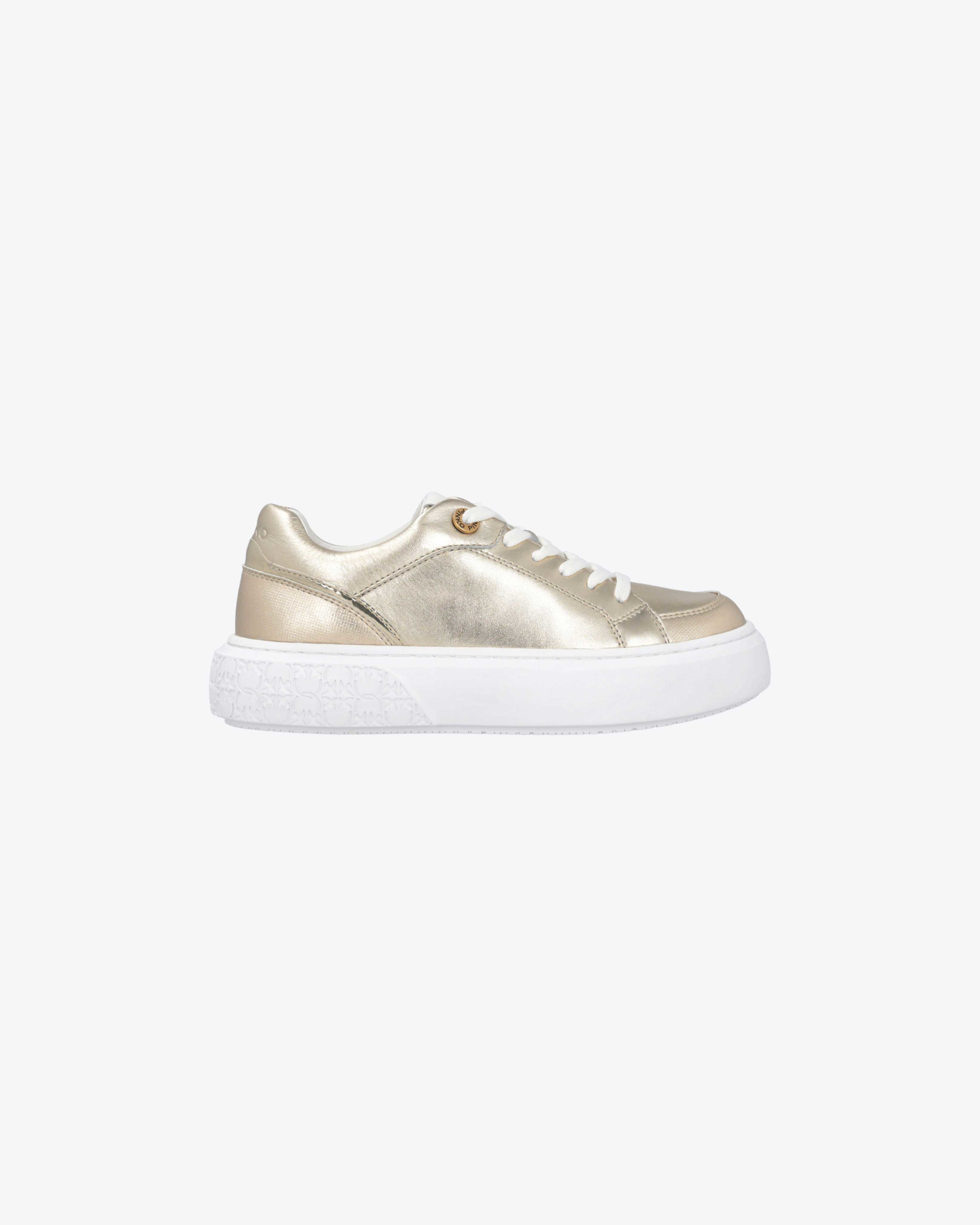 Pinko Laminated Sneakers In Platinum