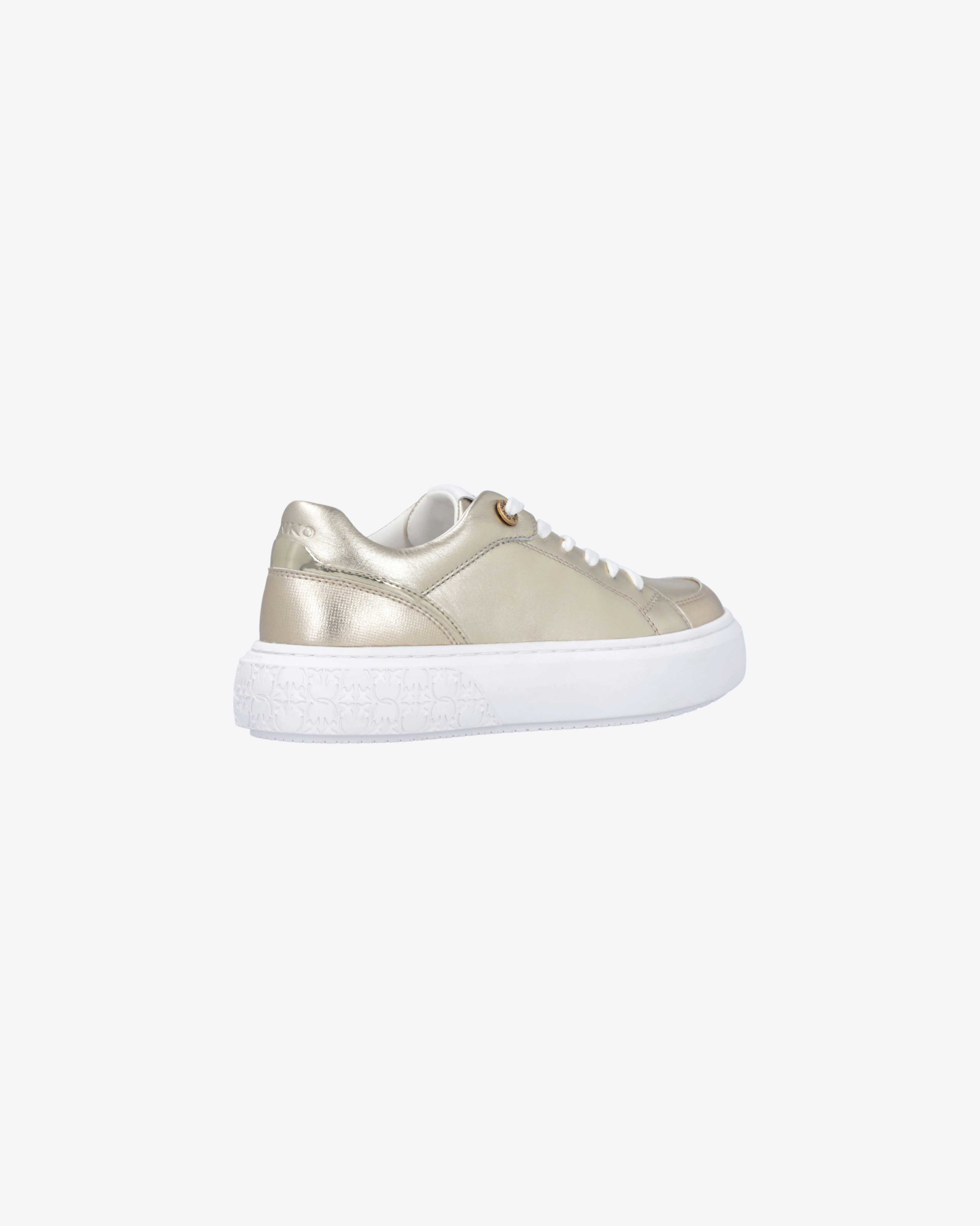 Shop Pinko Laminated Sneakers In Platinum