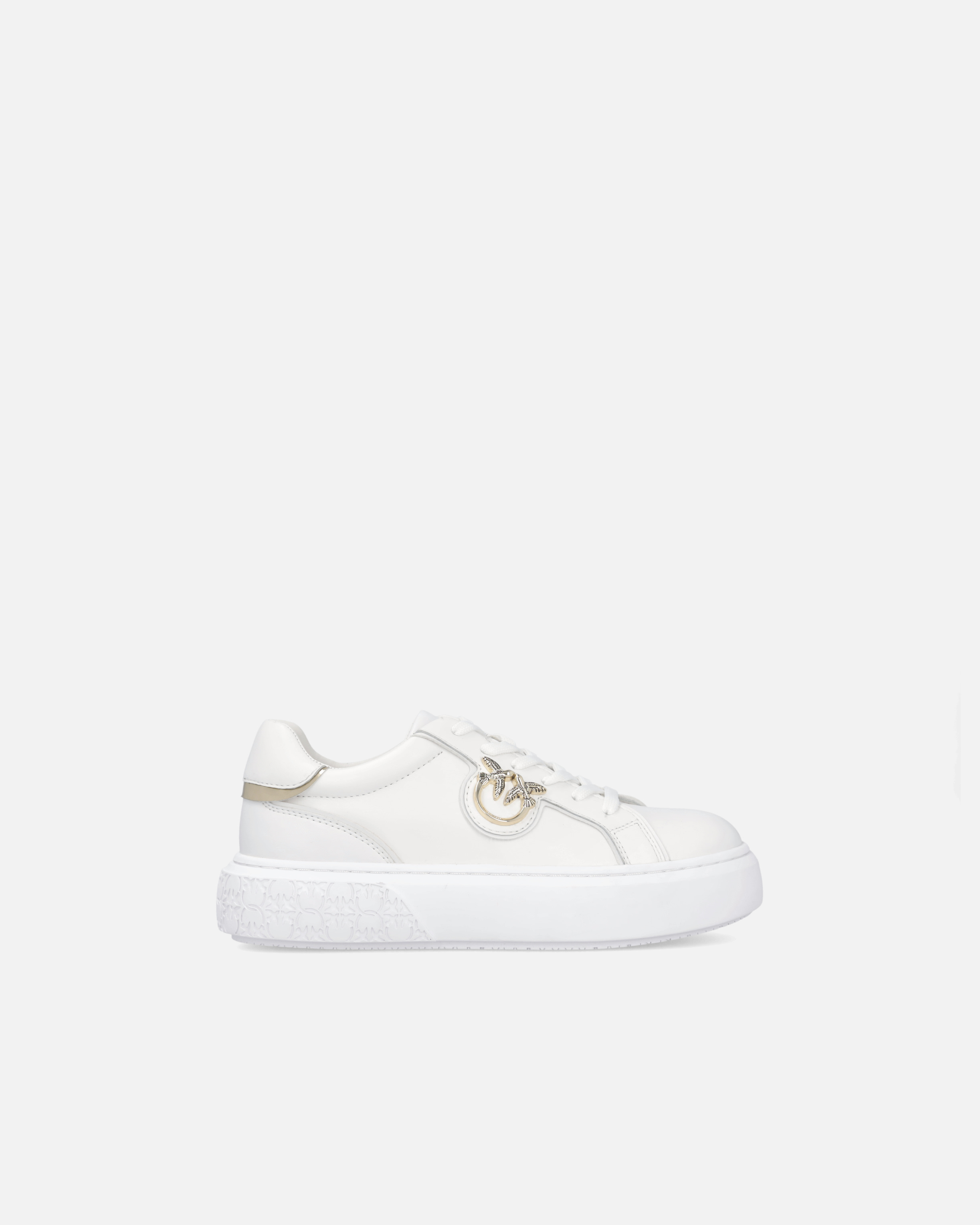 Shop Pinko Sneakers En Cuir À Plaquette Love Birds In White/platinum