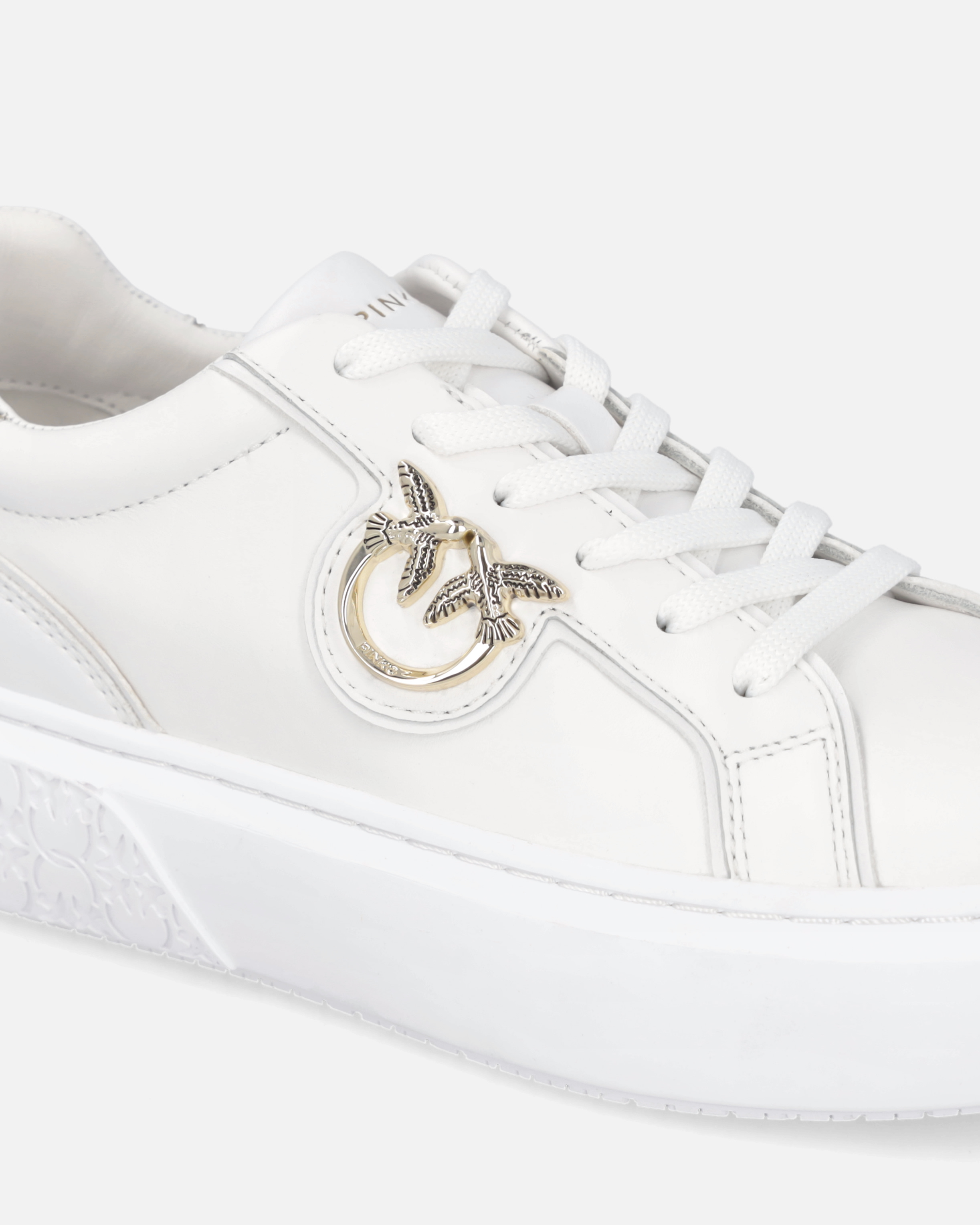 PINKO Love Birds leather sneakers - White