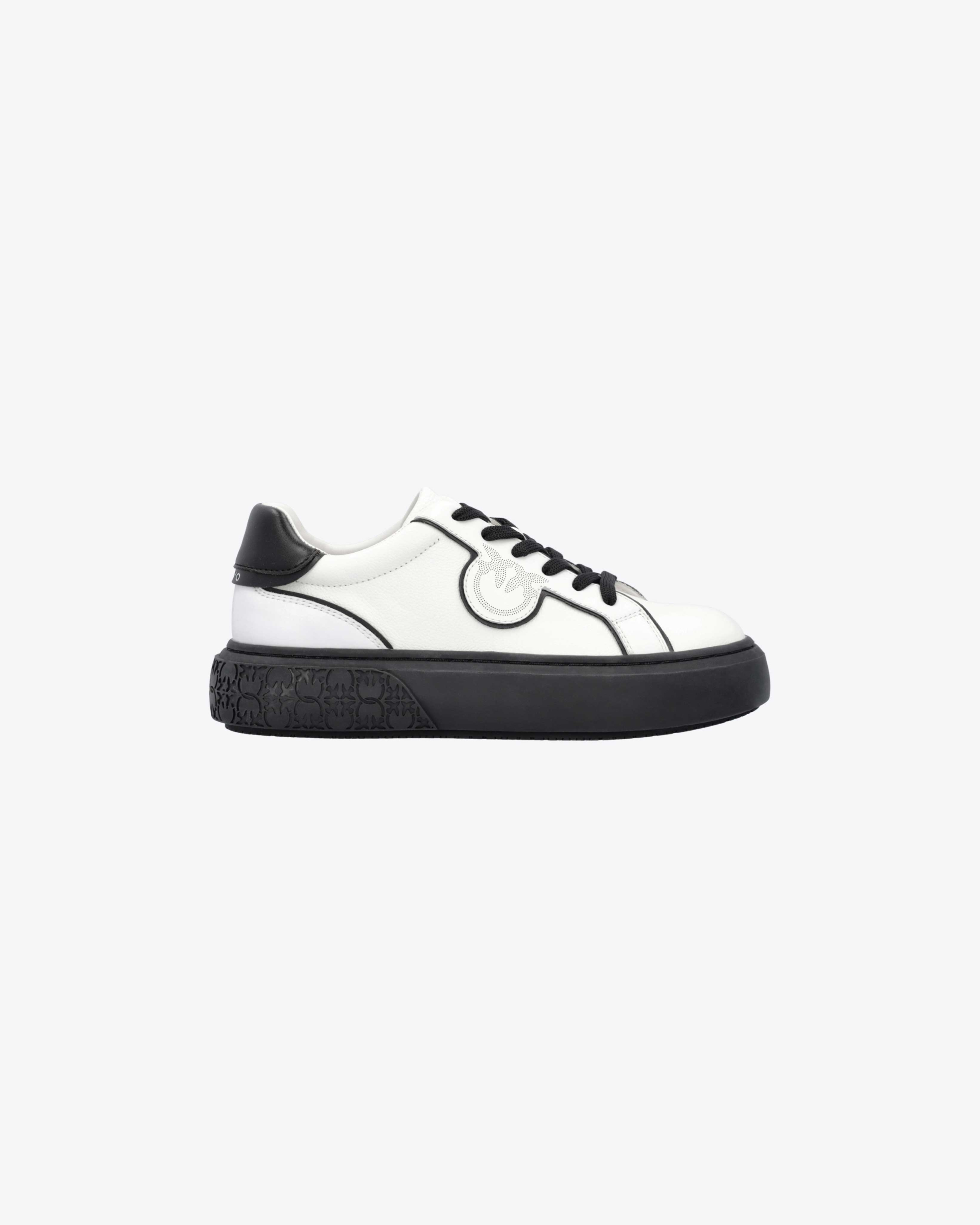 Pinko Leather Sneakers With Contrasting Details In Blanc/noir