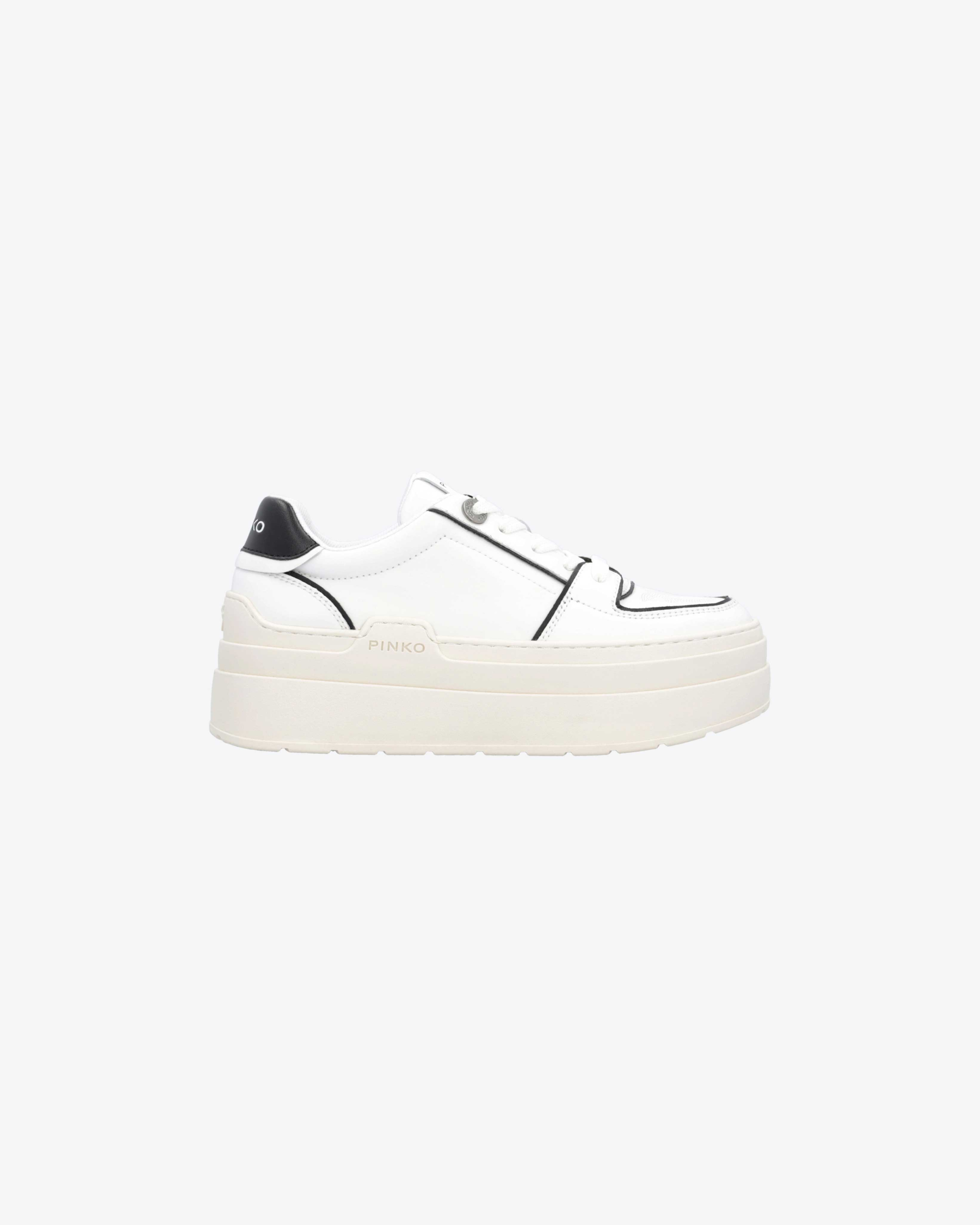 Pinko Two-tone Platform Sneakers In White/black