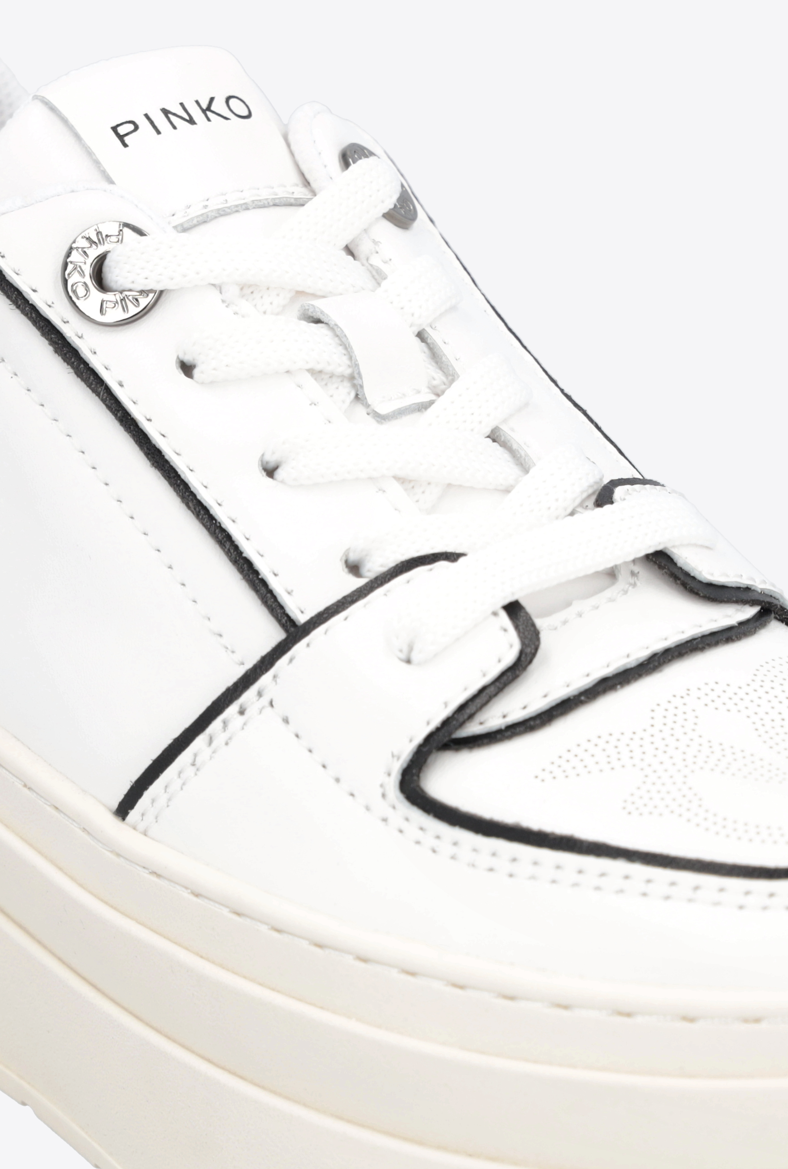 Shop Pinko Two-tone Platform Sneakers In White/black