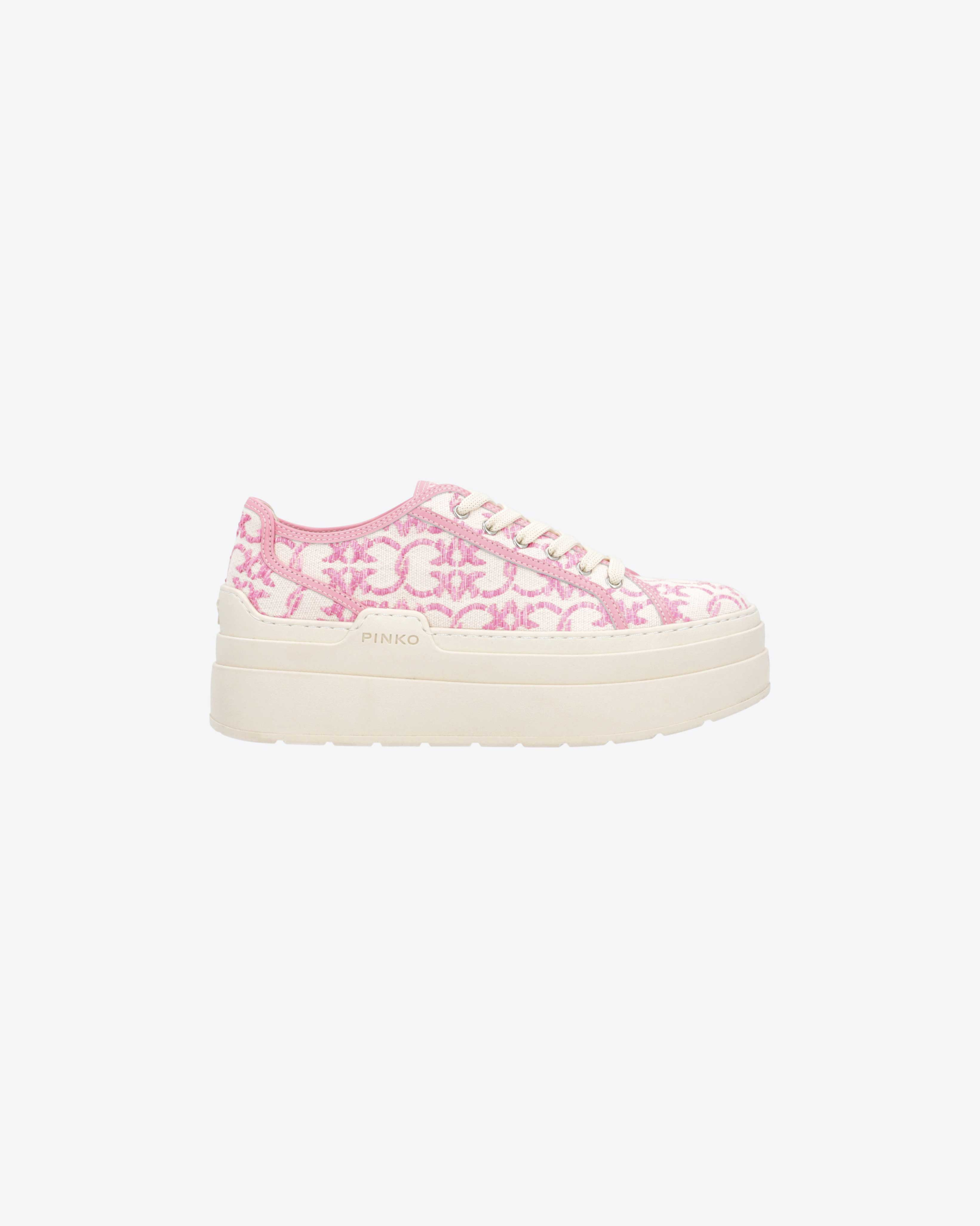 Pinko Love Birds Monogram Platform Sneakers In Betterave Cl.