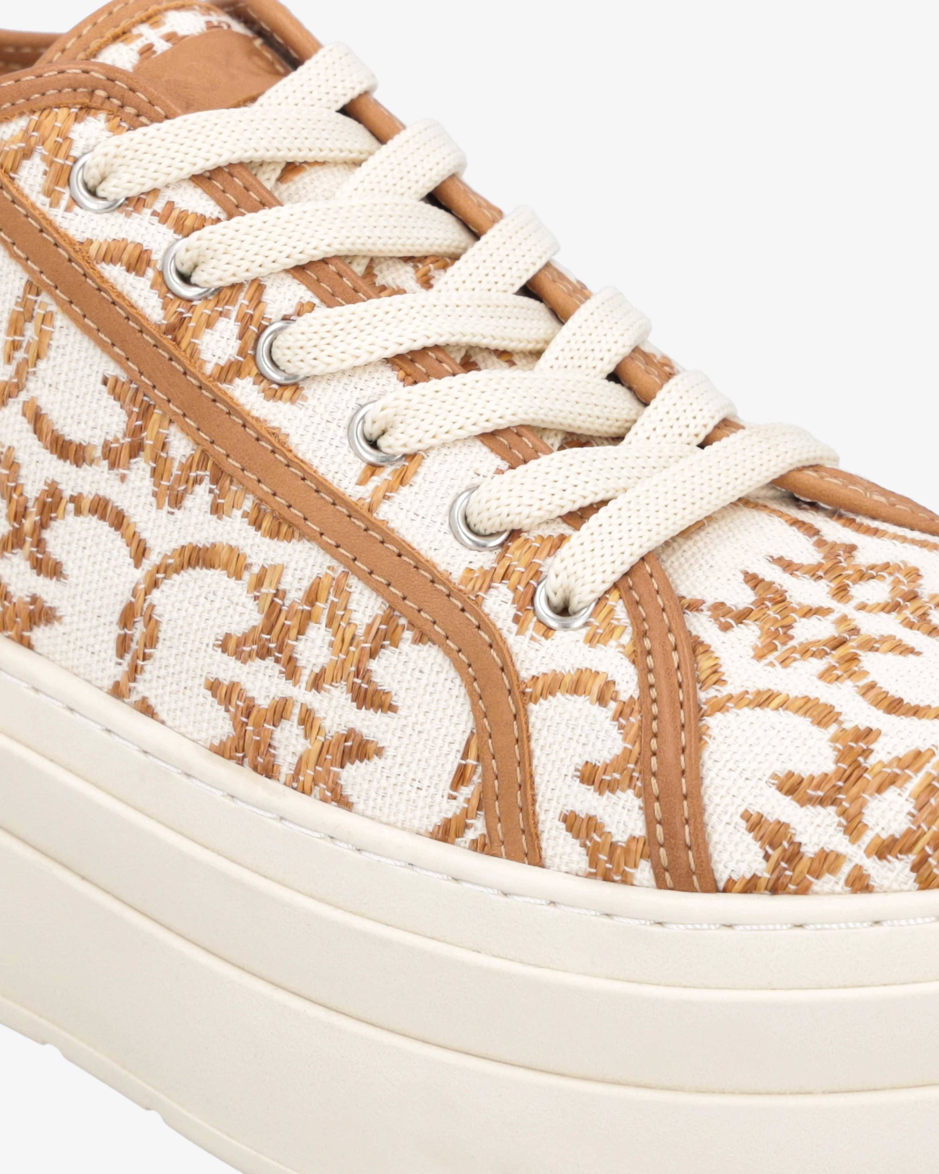 Shop Pinko Love Birds Monogram Platform Sneakers In Écorce