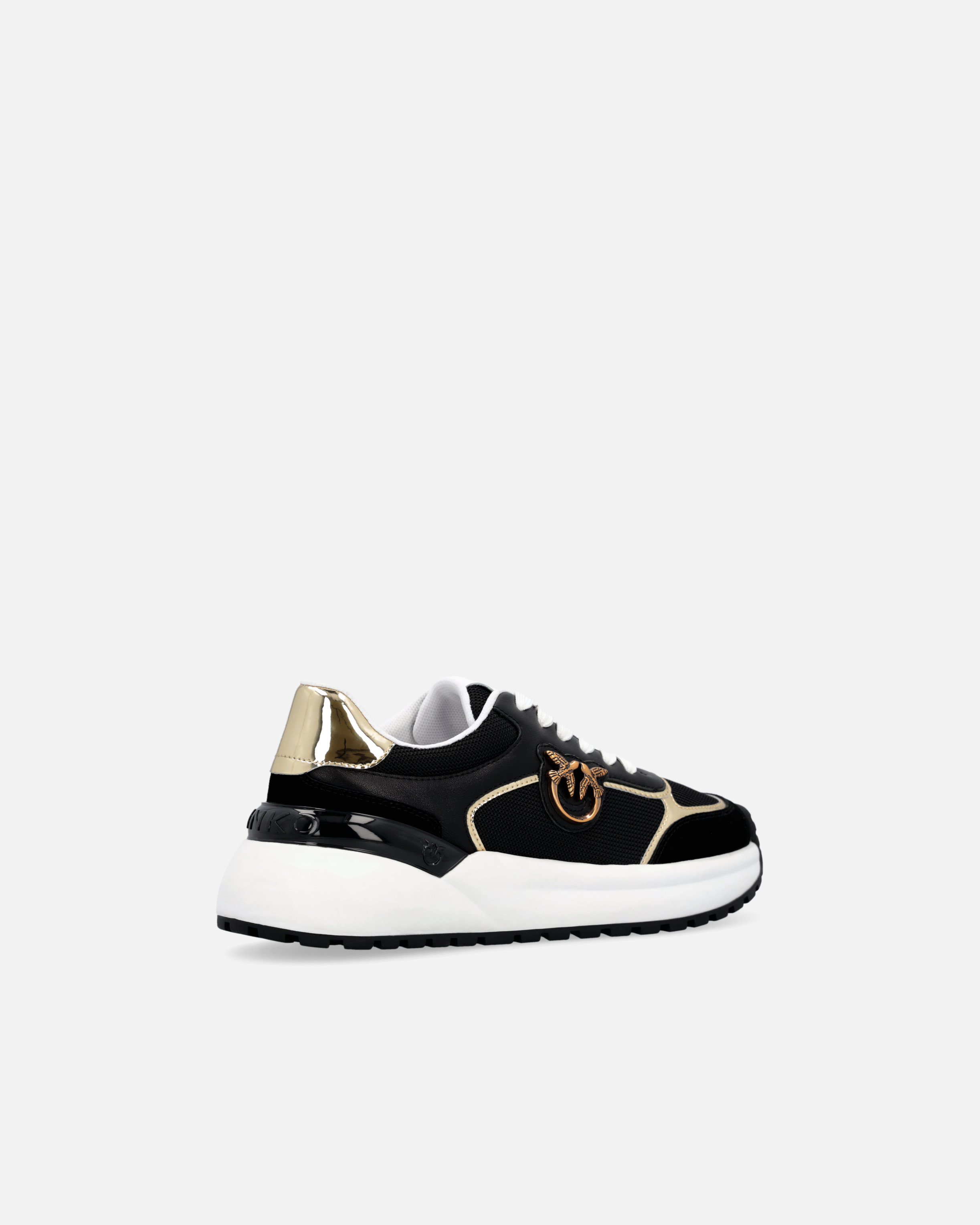 Shop Pinko Sneakers With Love Birds Logo In Noir/platine/blanc