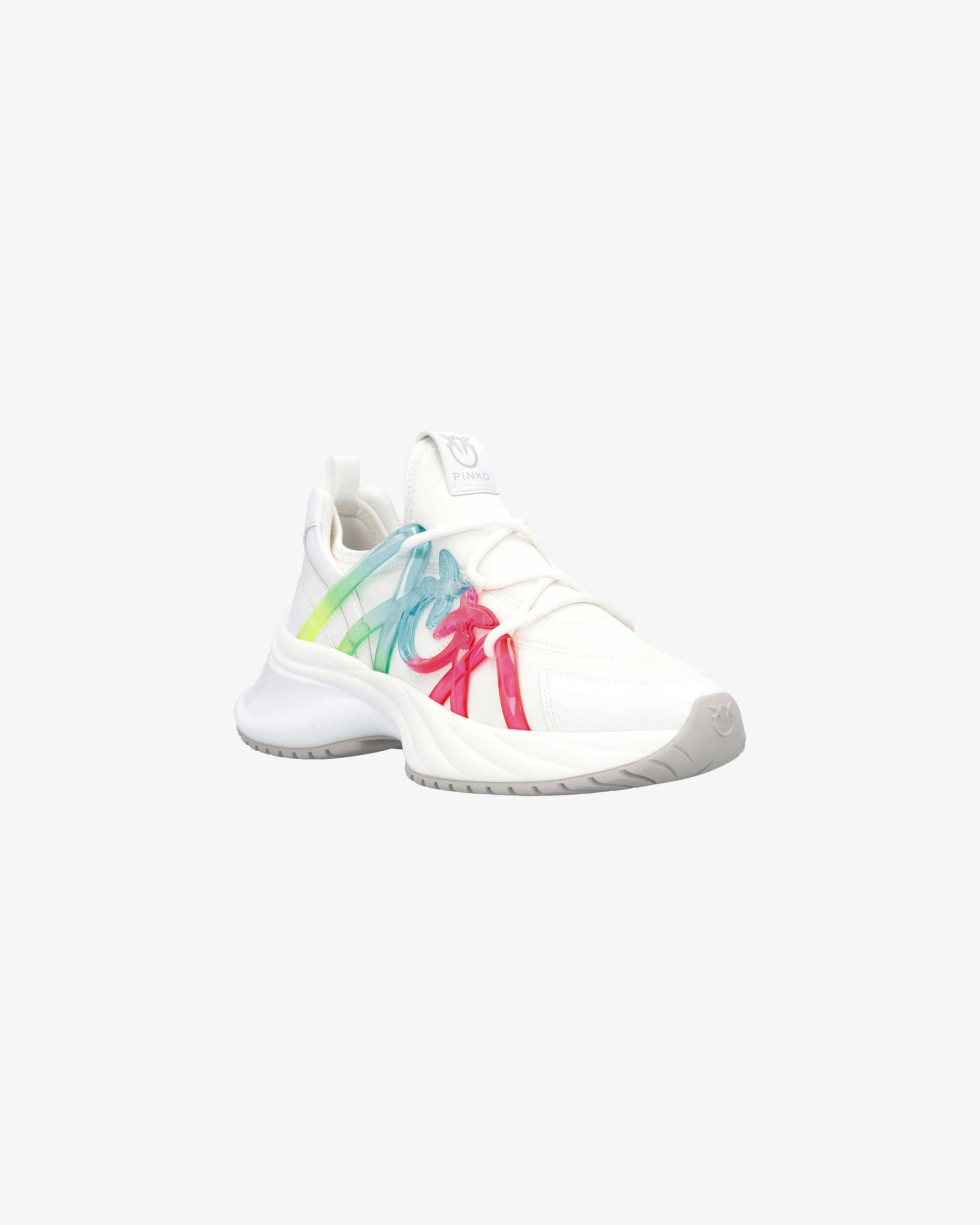 Shop Pinko Slip-on Ariel Sneakers With Love Birds Detail In Blanc/multicolore