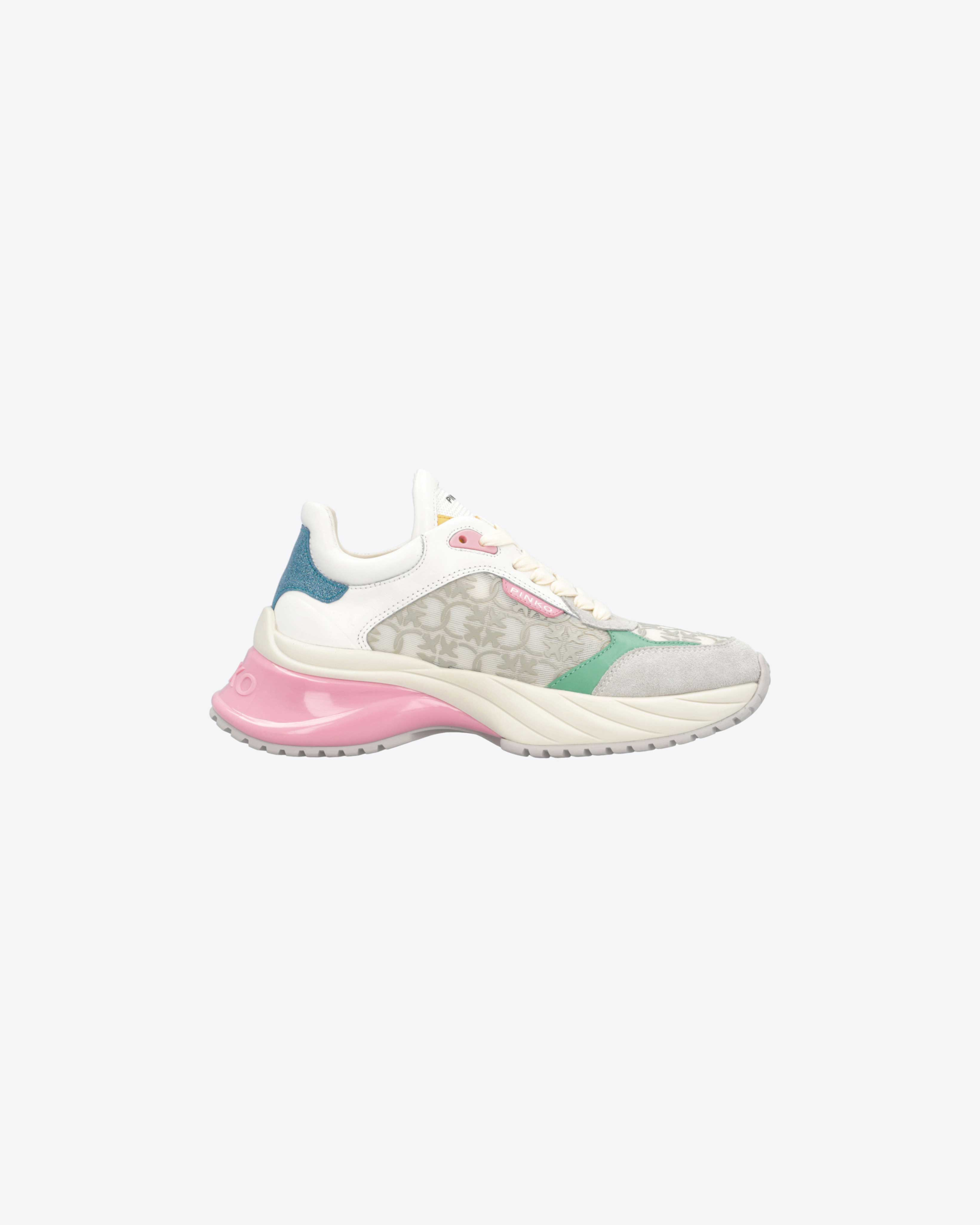 Shop Pinko Sneakers Ariel Avec Empiècement En Mesh Love Birds Monogram In Glacier/multicolore