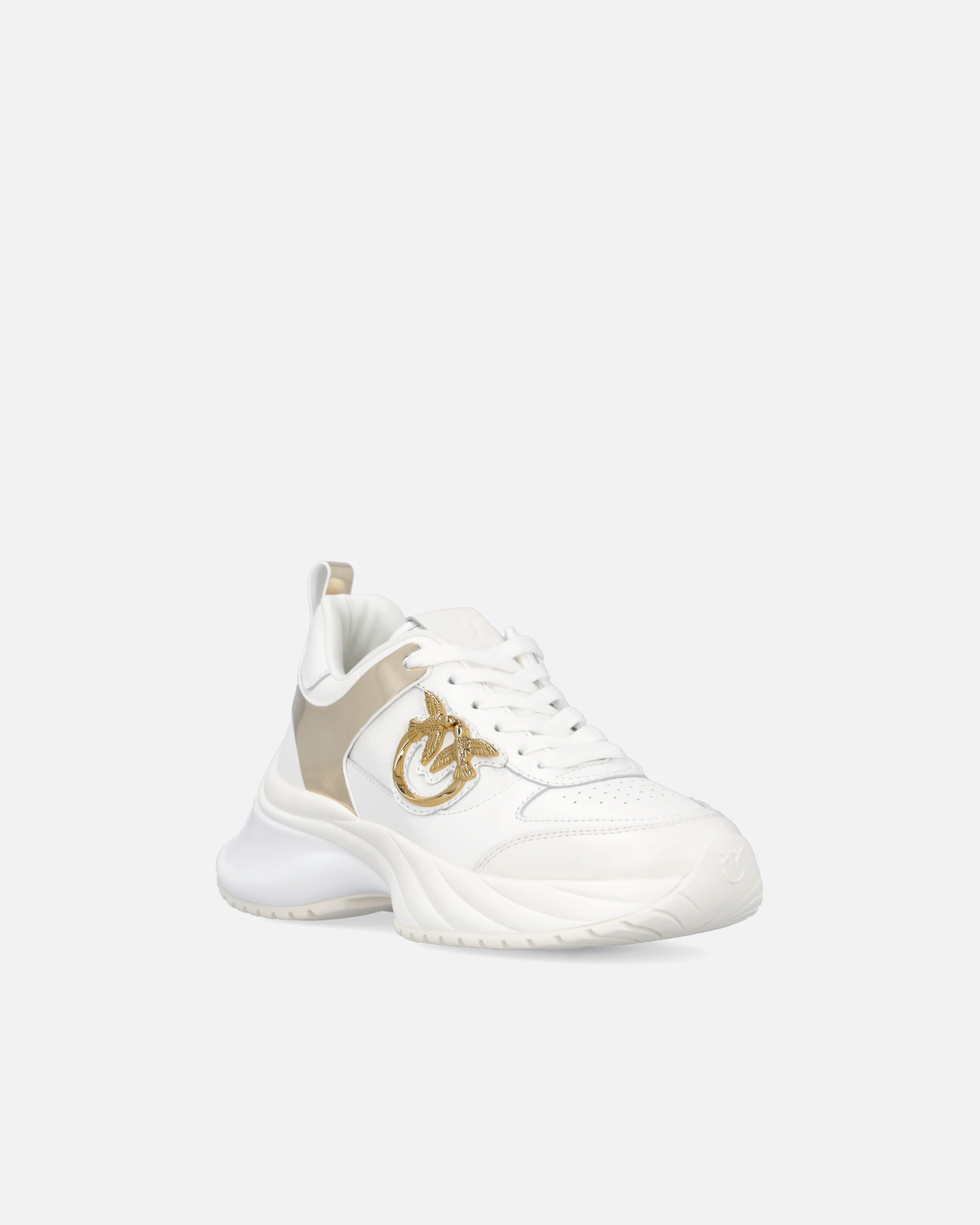 Pinko Sneakers Ariel Effet Cuir Avec Détails Finition Miroir In Blanc Pur
