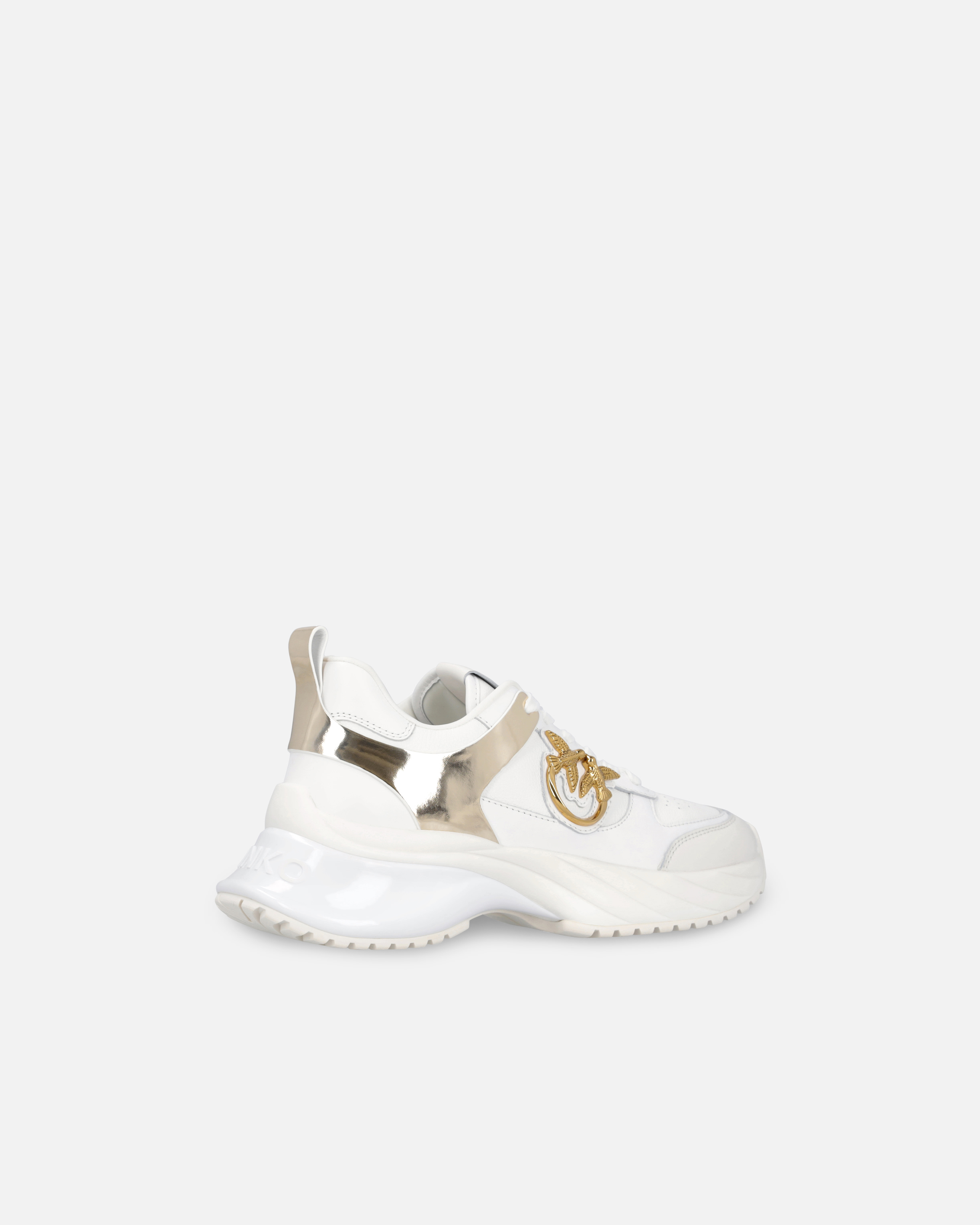 Pinko Sneakers Ariel Effet Cuir Avec Détails Finition Miroir In Blanc Pur