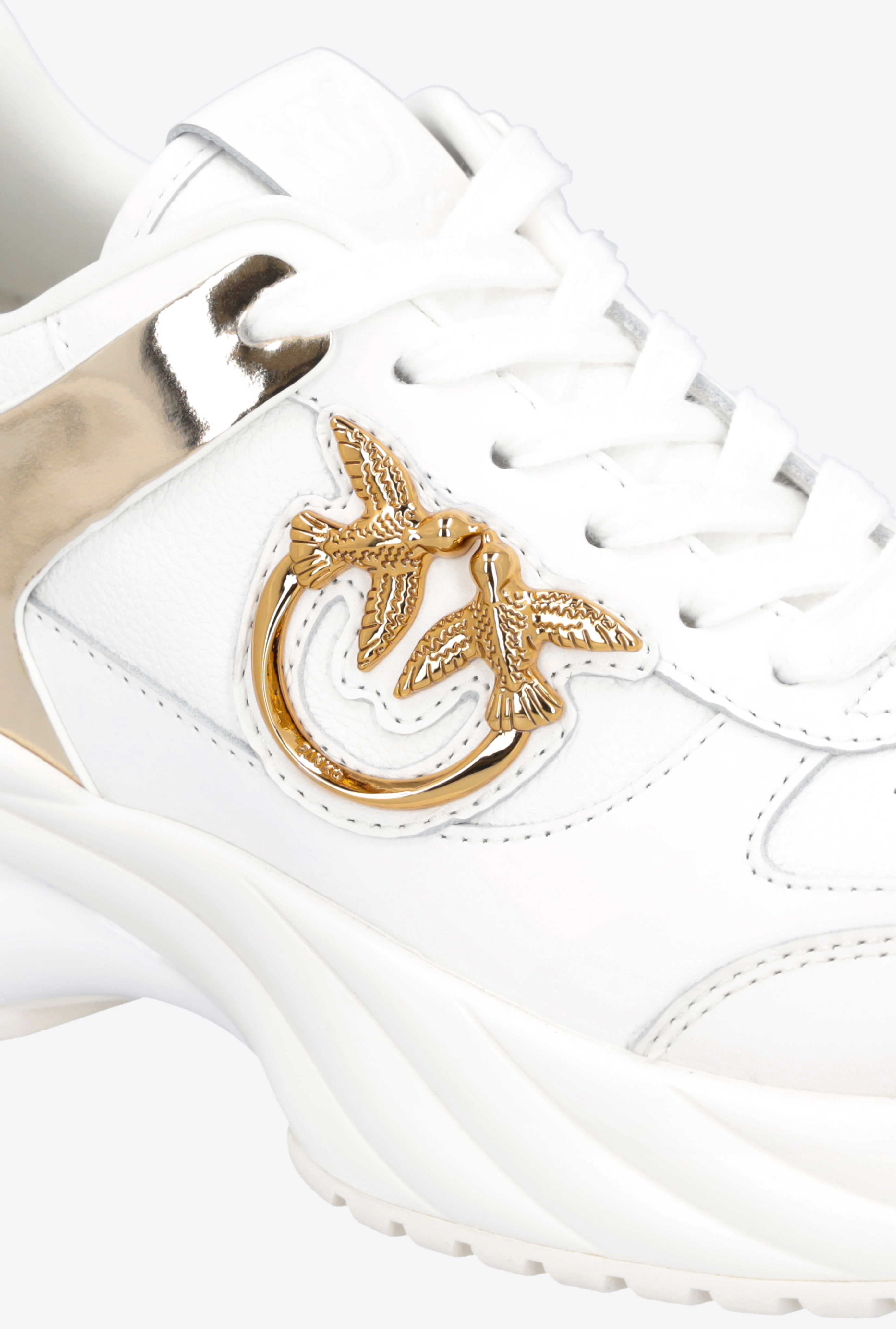Shop Pinko Ariel Sneakers With Mirror-effect Insert In Blanc Pur