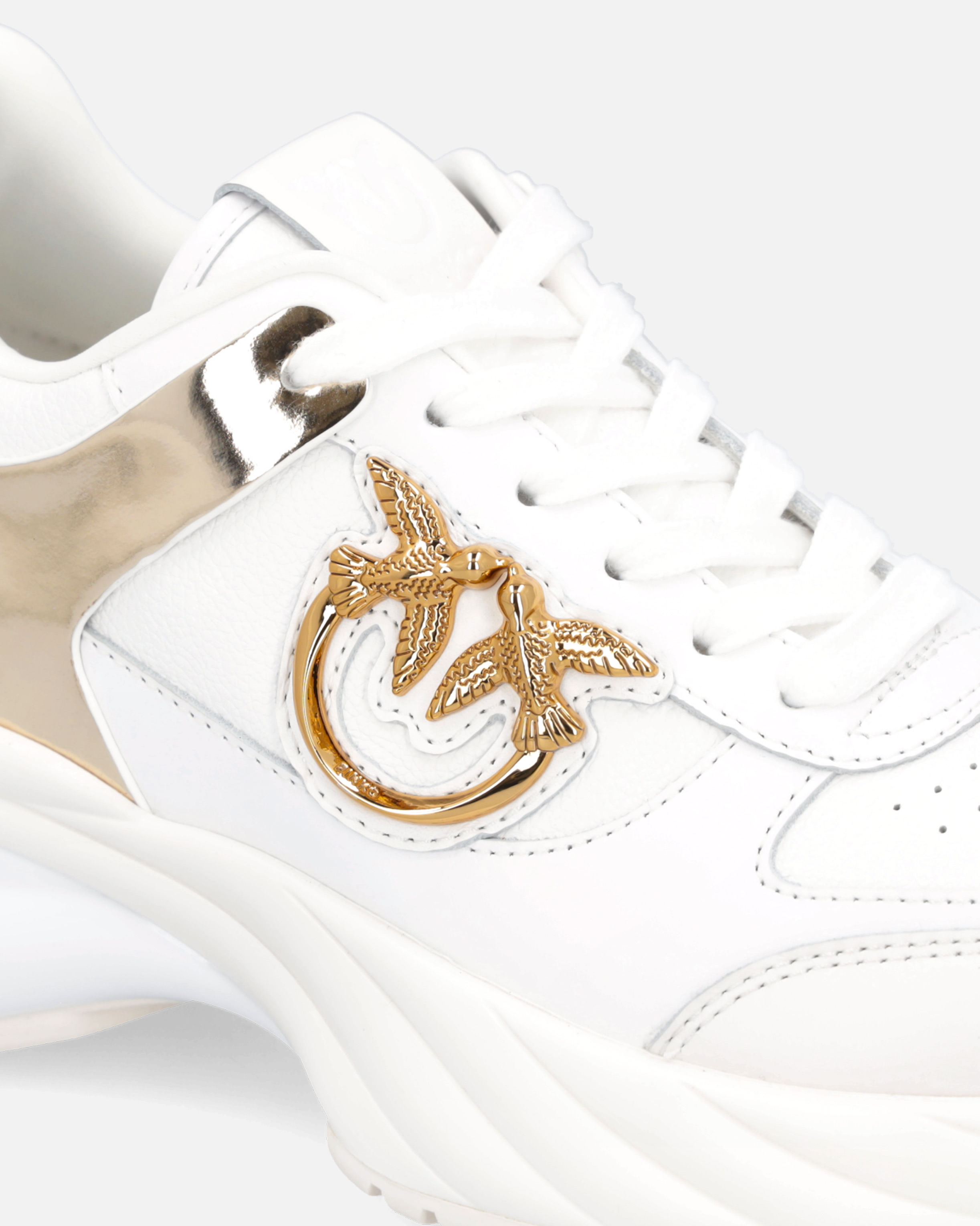 Shop Pinko Ariel Sneakers With Mirror-effect Insert In Blanc Pur