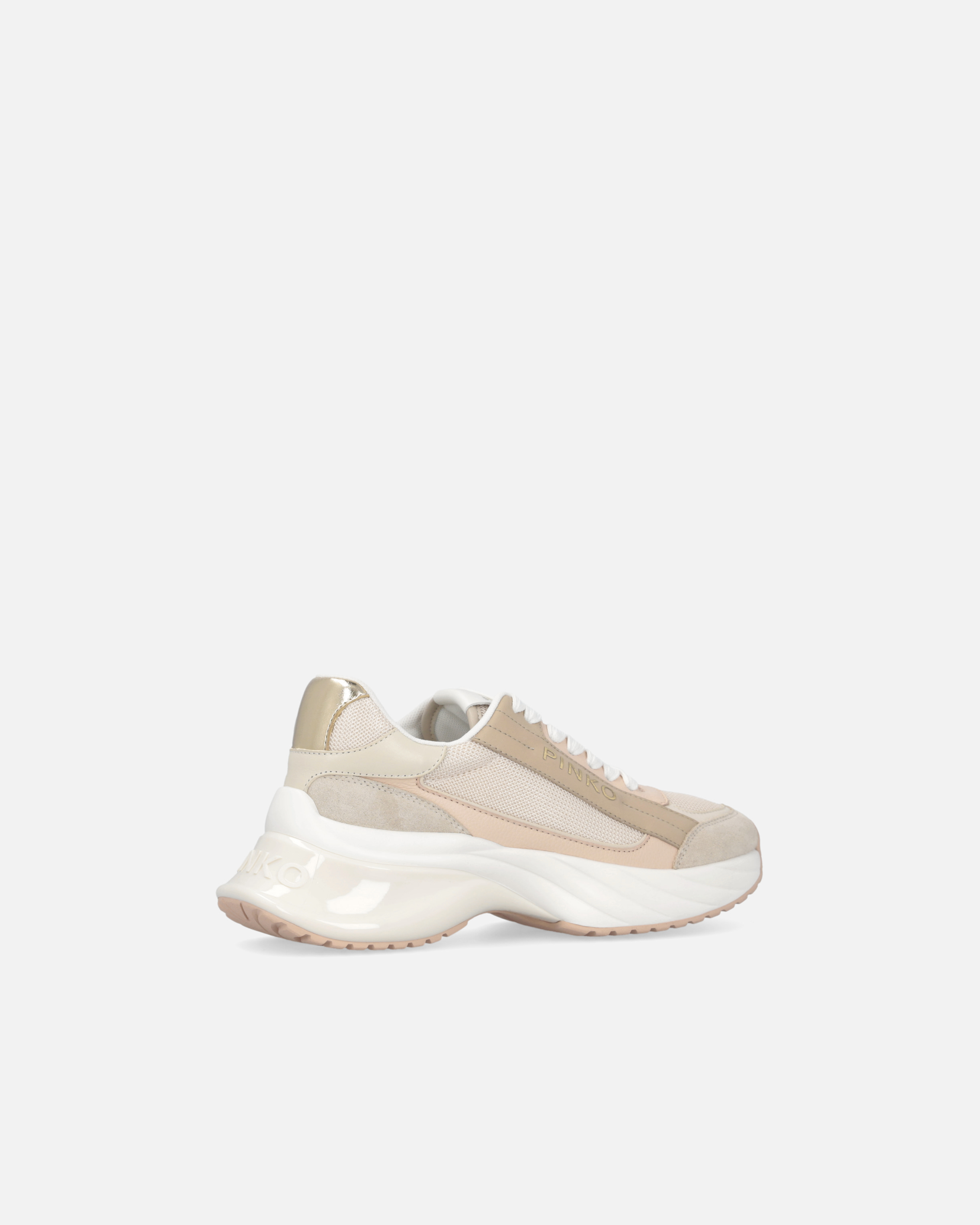 Pinko Laced Sneakers In Nudo/bianco