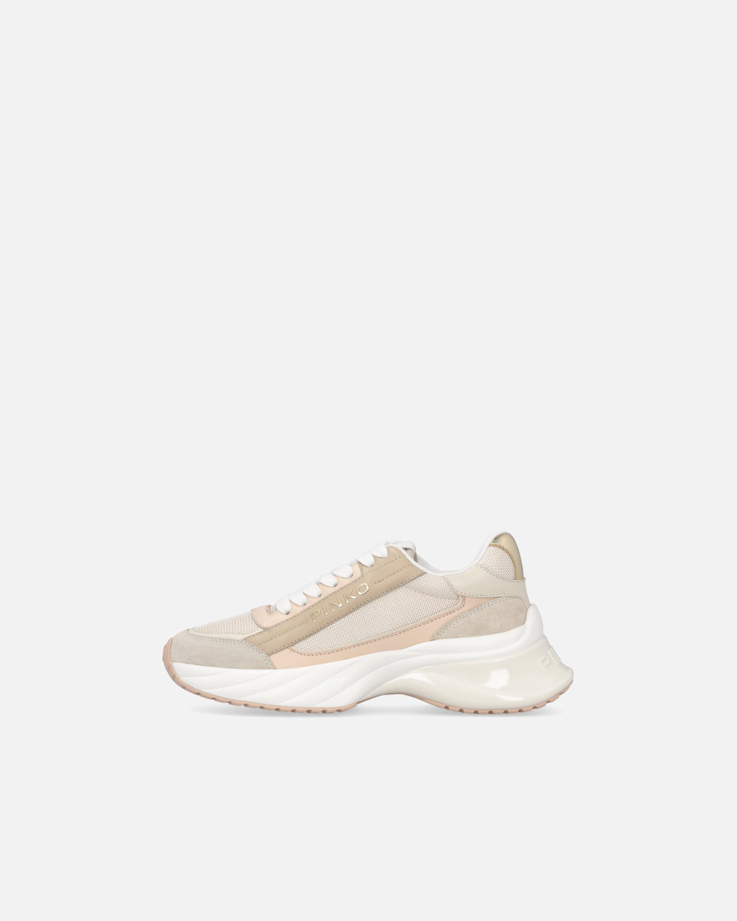 Pinko Laced Sneakers In Nudo/bianco