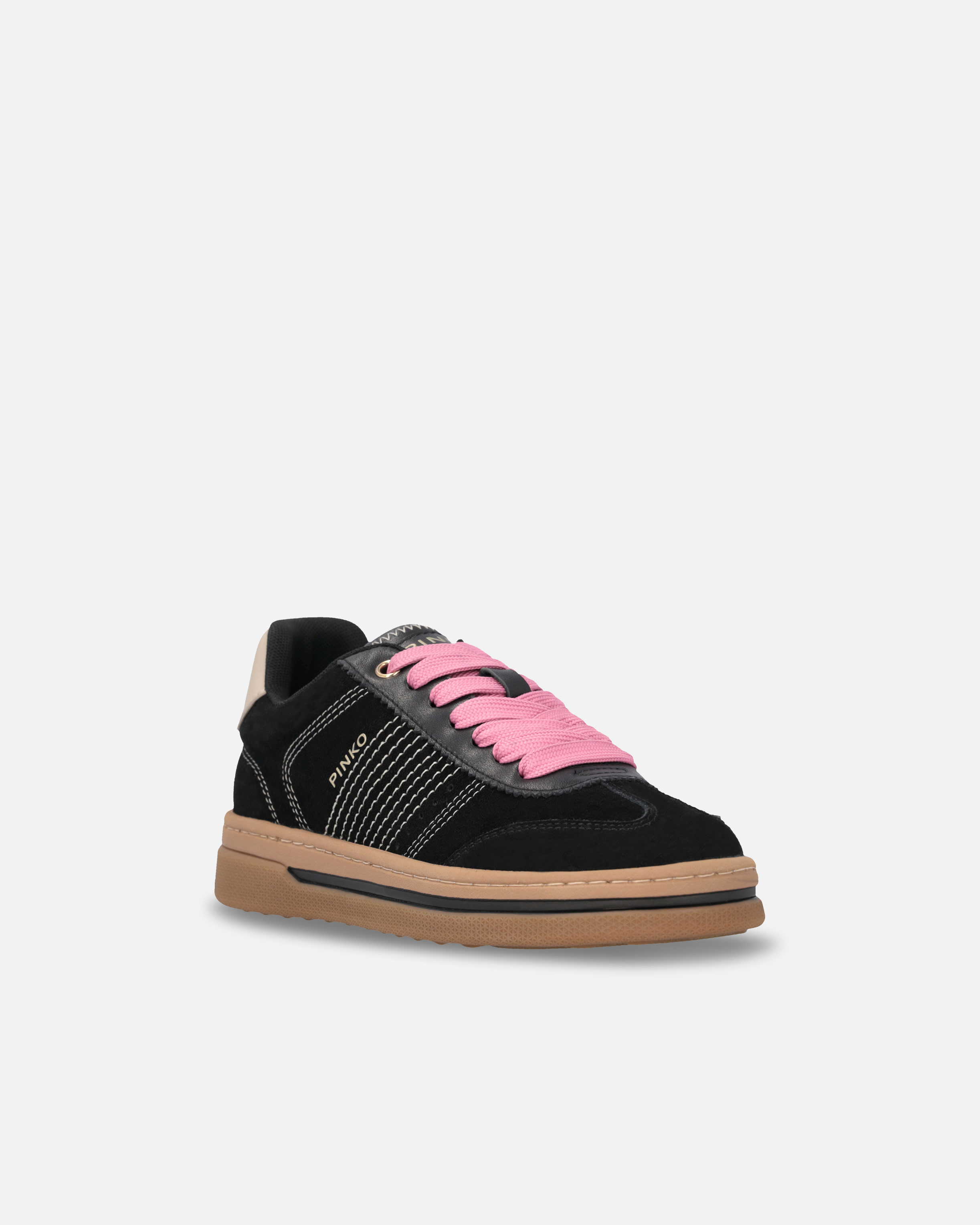 Сникеры с цветными шнурками - ЧЕРНЫЙ - large