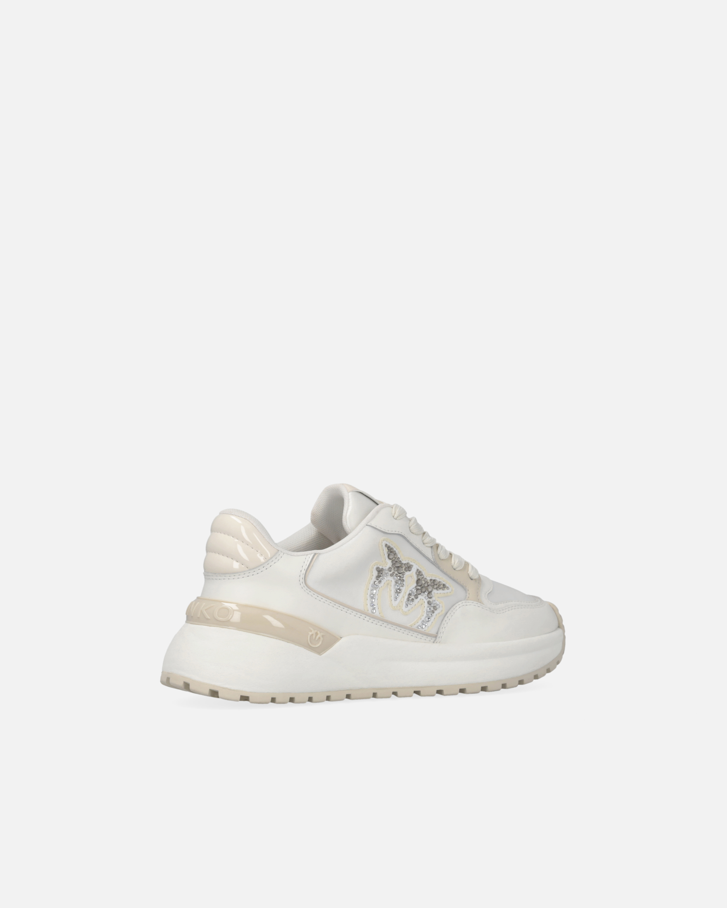 Chunky sneakers with satin and rhinestones