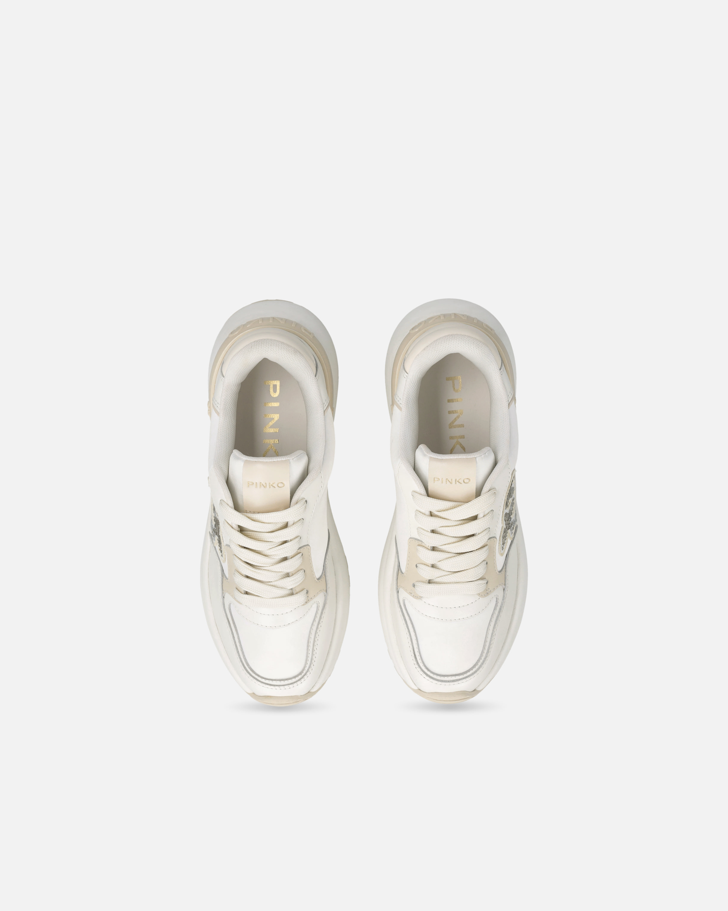 Chunky sneakers with satin and rhinestones