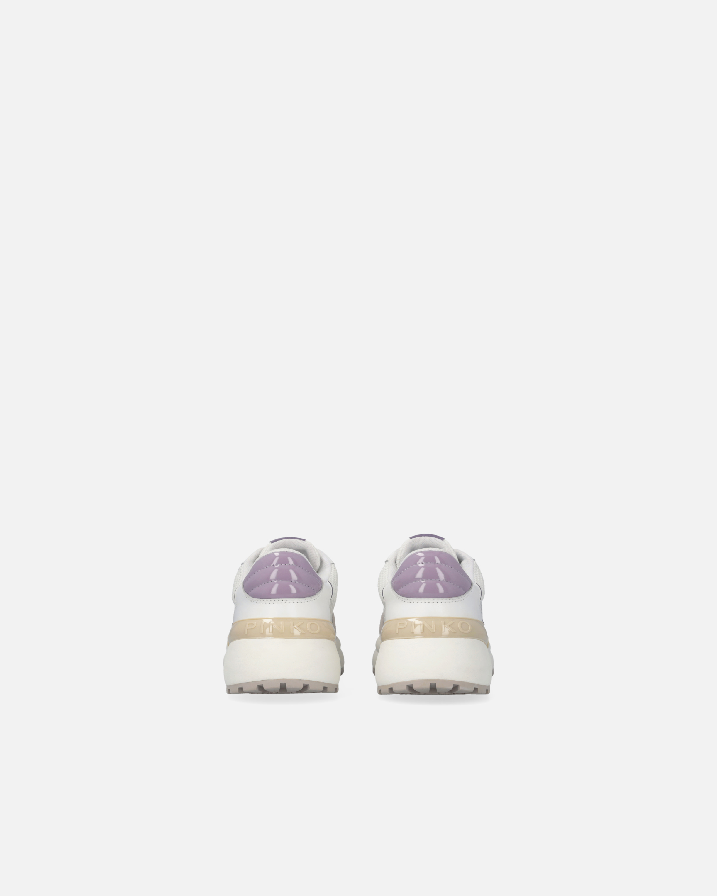 Pinko Laminated Chunky Sneakers With Logo In Bianco/lilla