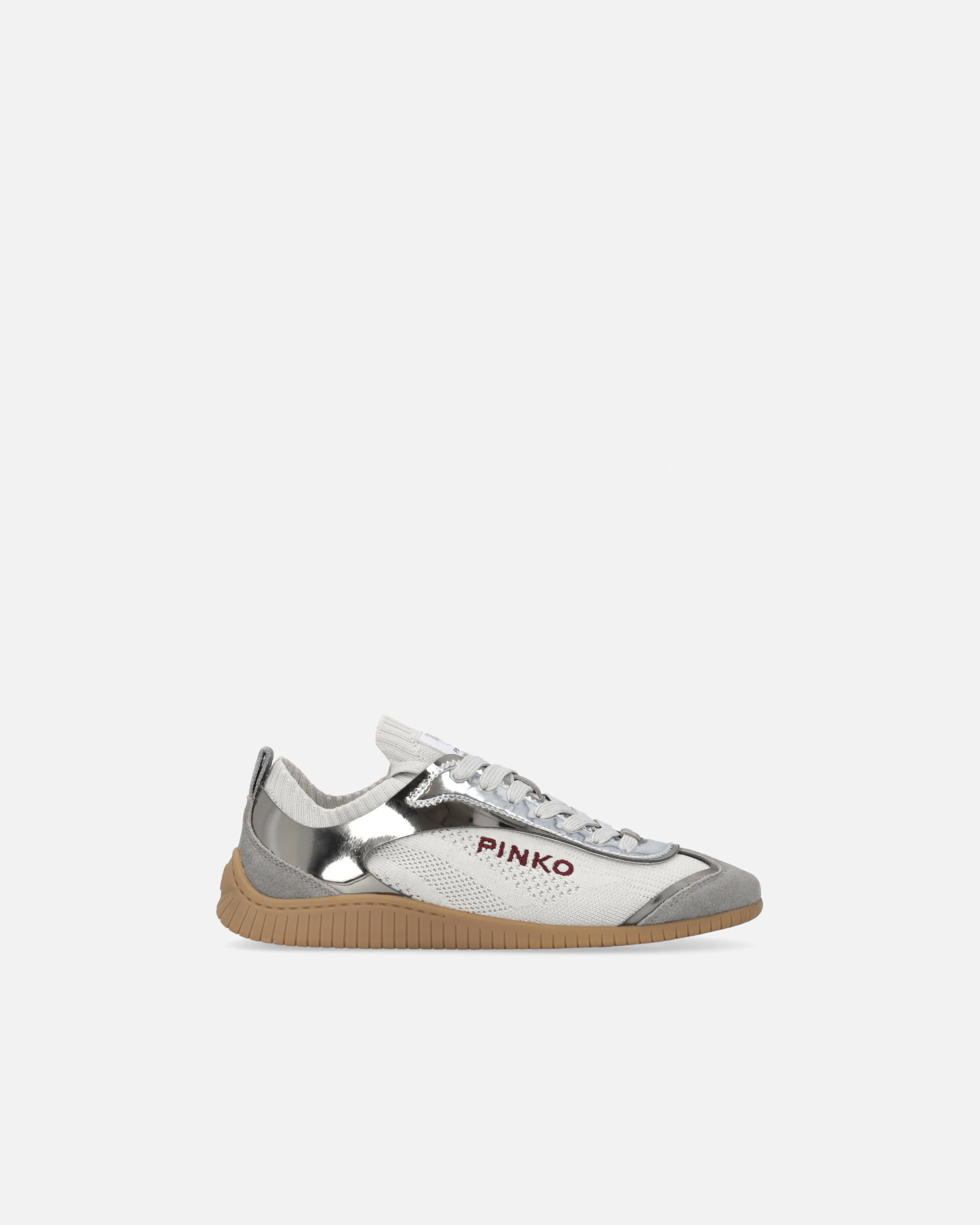 Niskie dzianinowe sneakersy z lustrzanymi wstawkami