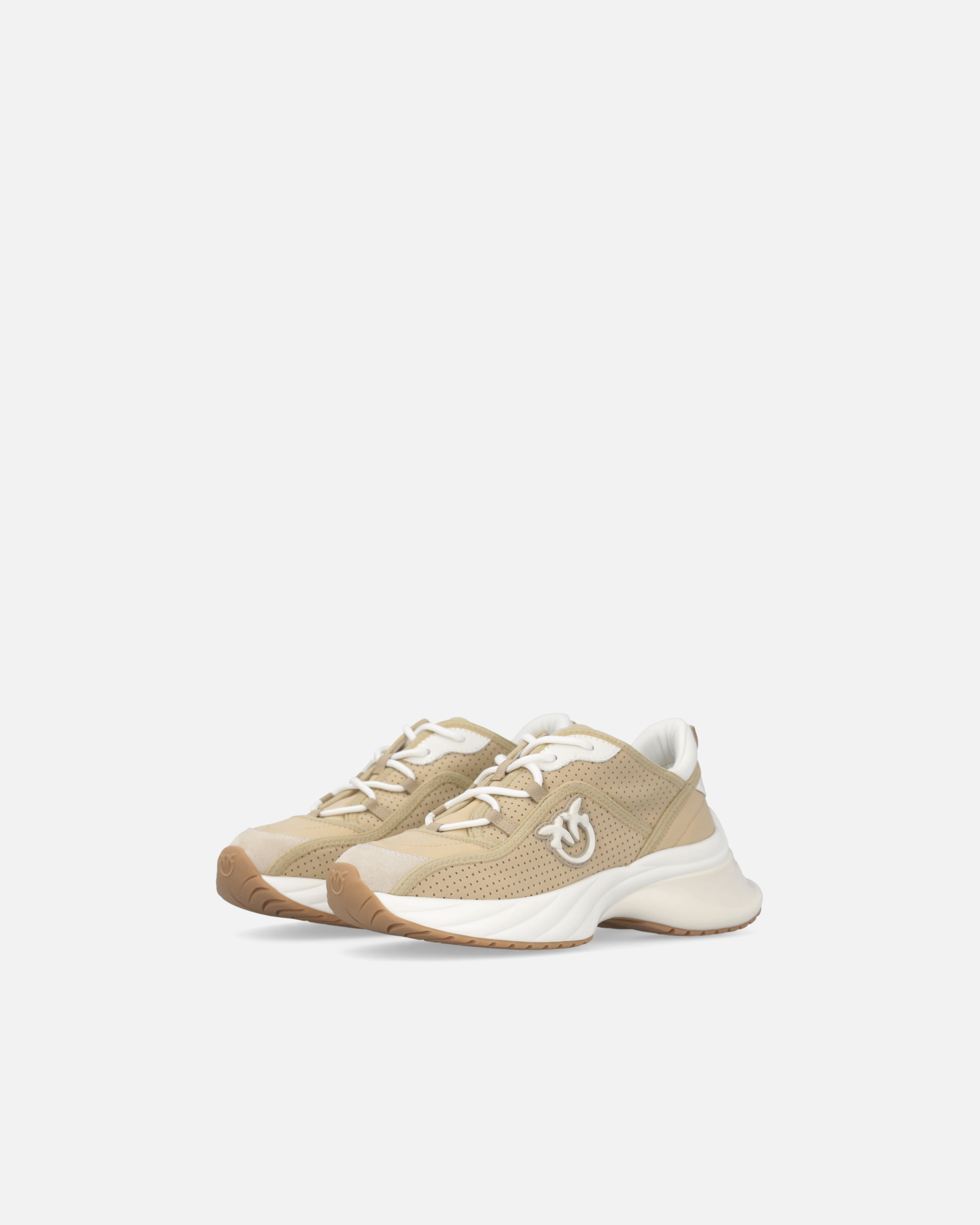 スニーカー PINKO Woman Sneakers Beige SS0065T030 K26 Perforated Ariel sneakers with bird logo PINKO → Shop Online