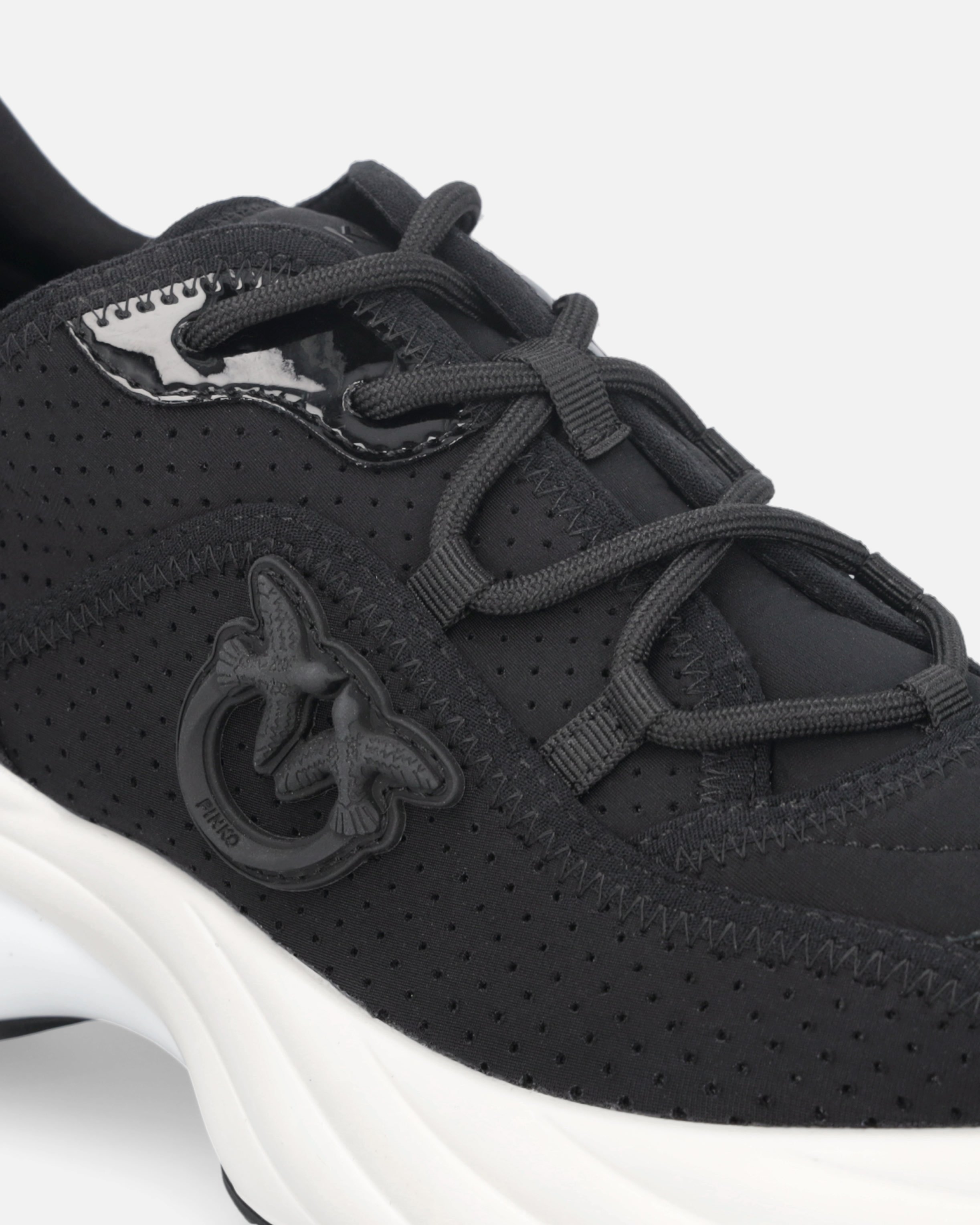 Pinko Sneakers Ariel Ajourées Avec Logo Love Birds In Limo Black