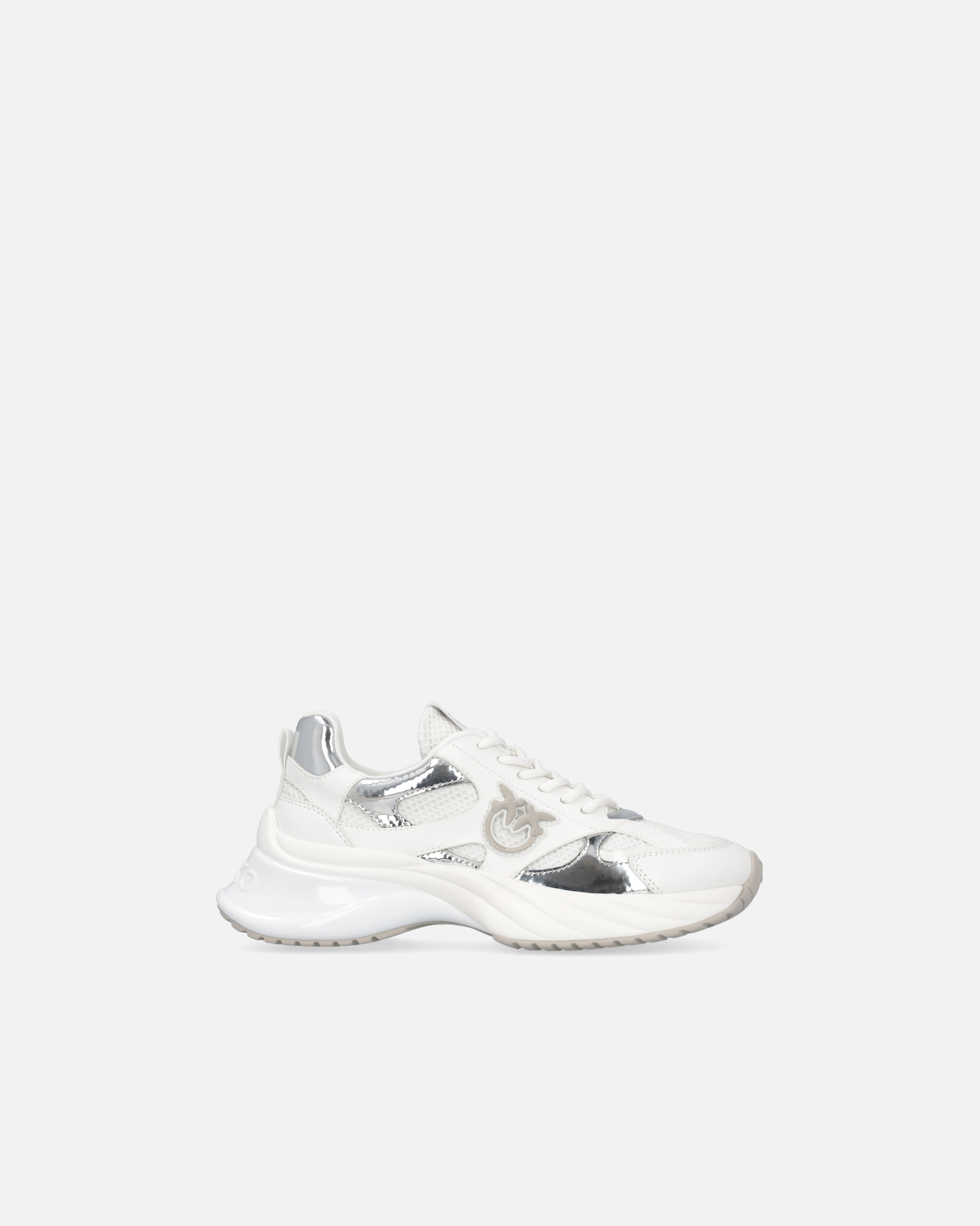 Pinko Ariel Low-top Running Sneakers In White/silver