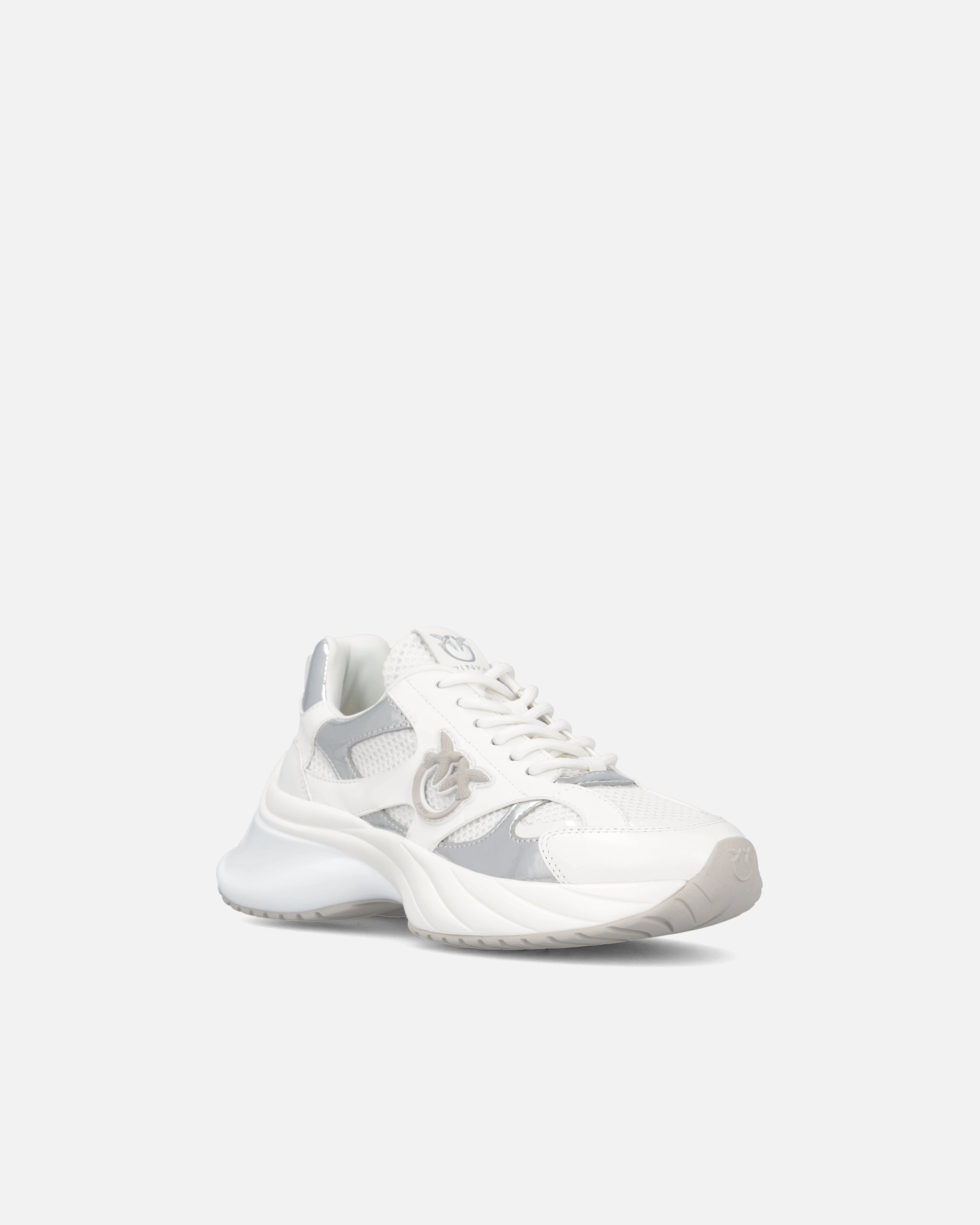 Pinko Ariel Low-top Running Sneakers In White/silver