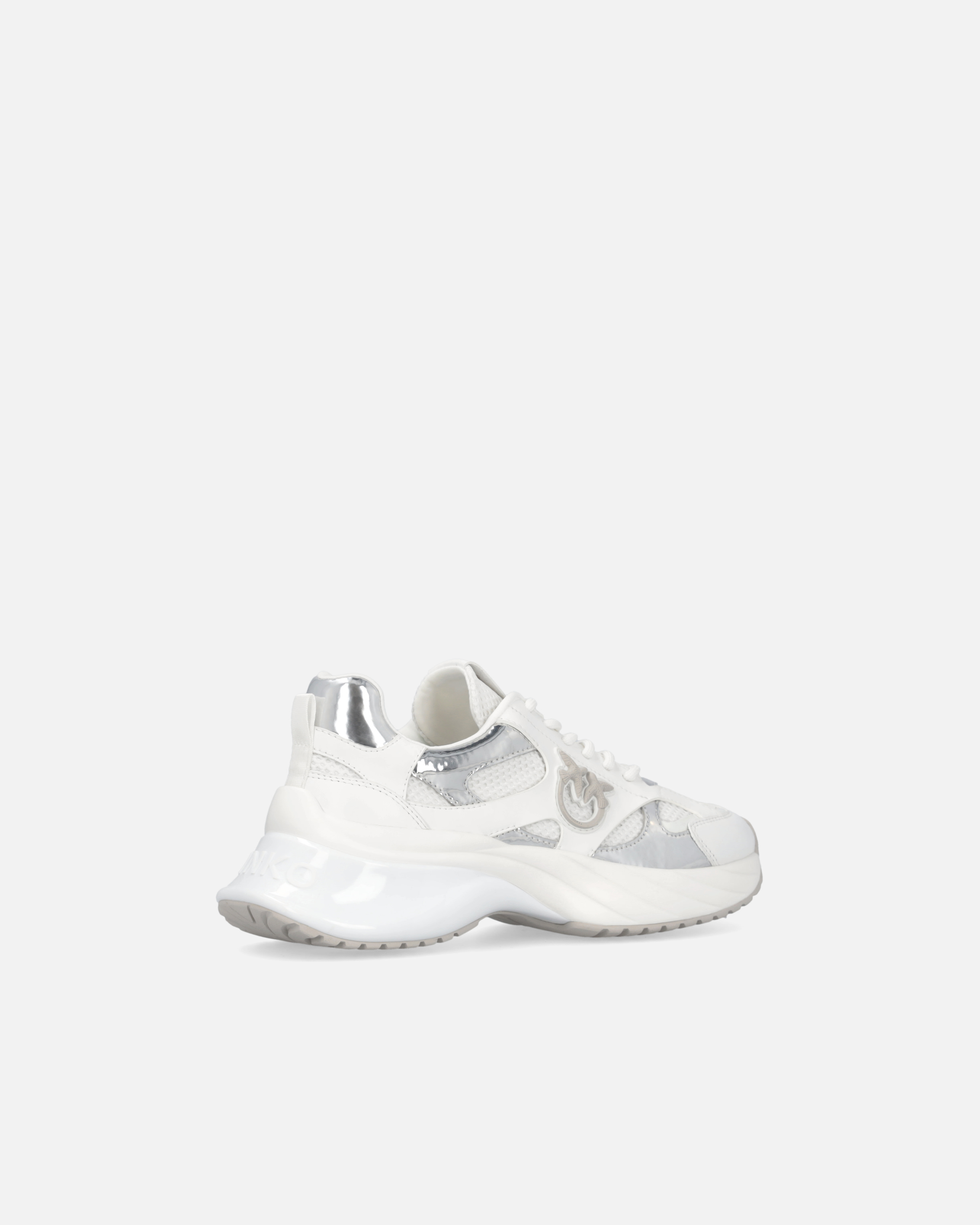 Pinko Ariel Low-top Running Sneakers In White/silver