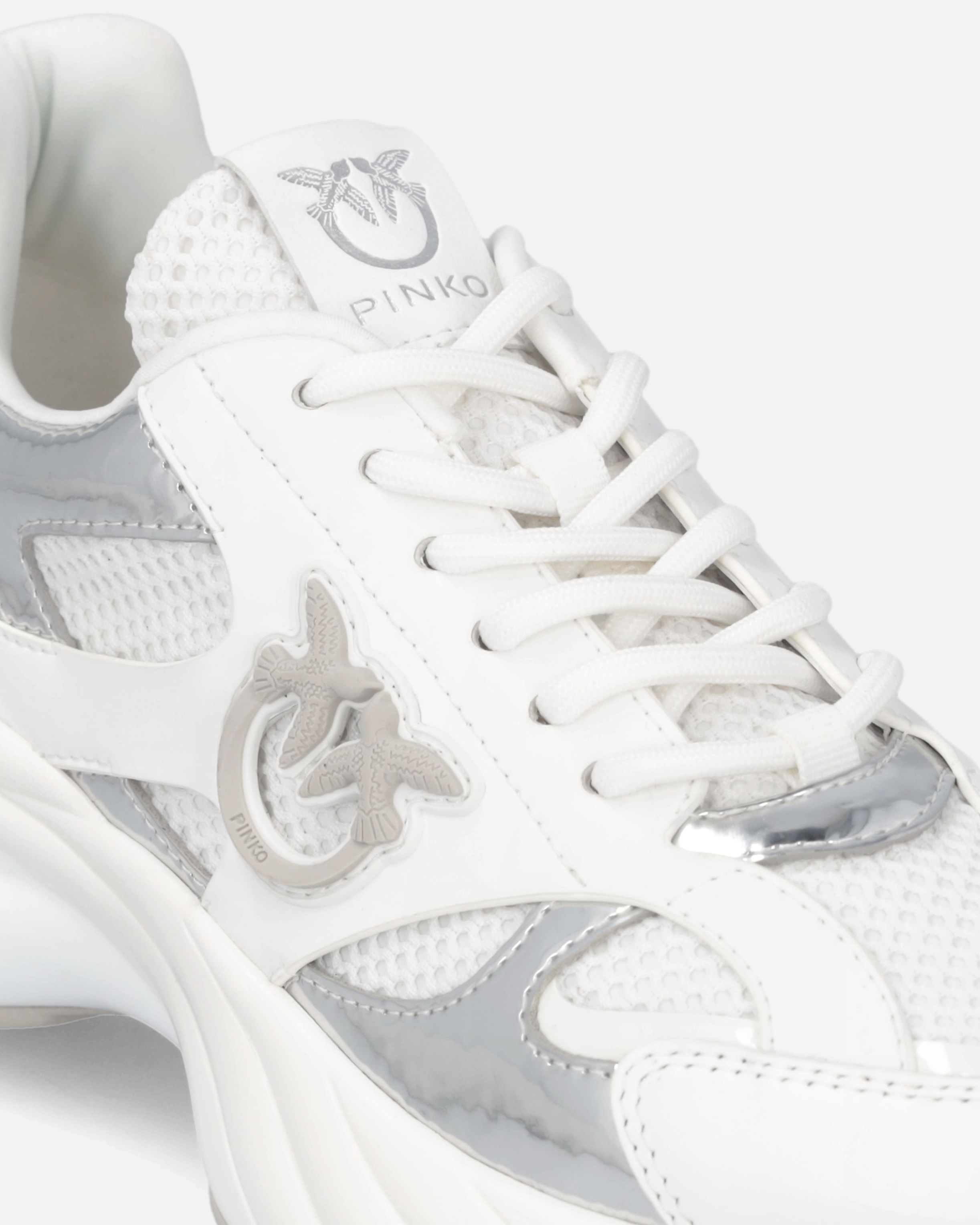 Pinko Ariel Low-top Running Sneakers In White/silver